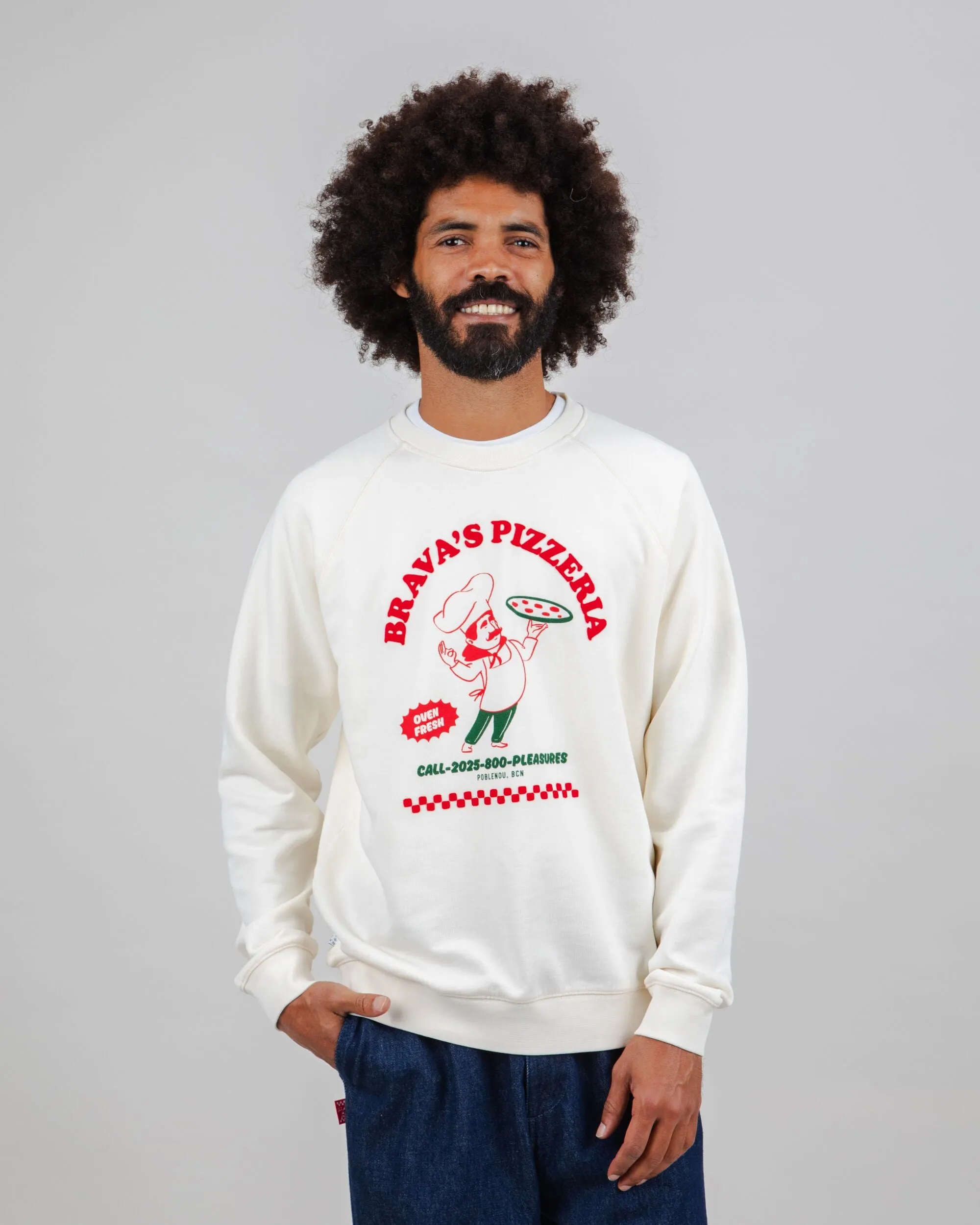 Hot & Brava Pizza Sweatshirt White quick-drying product high end luxury