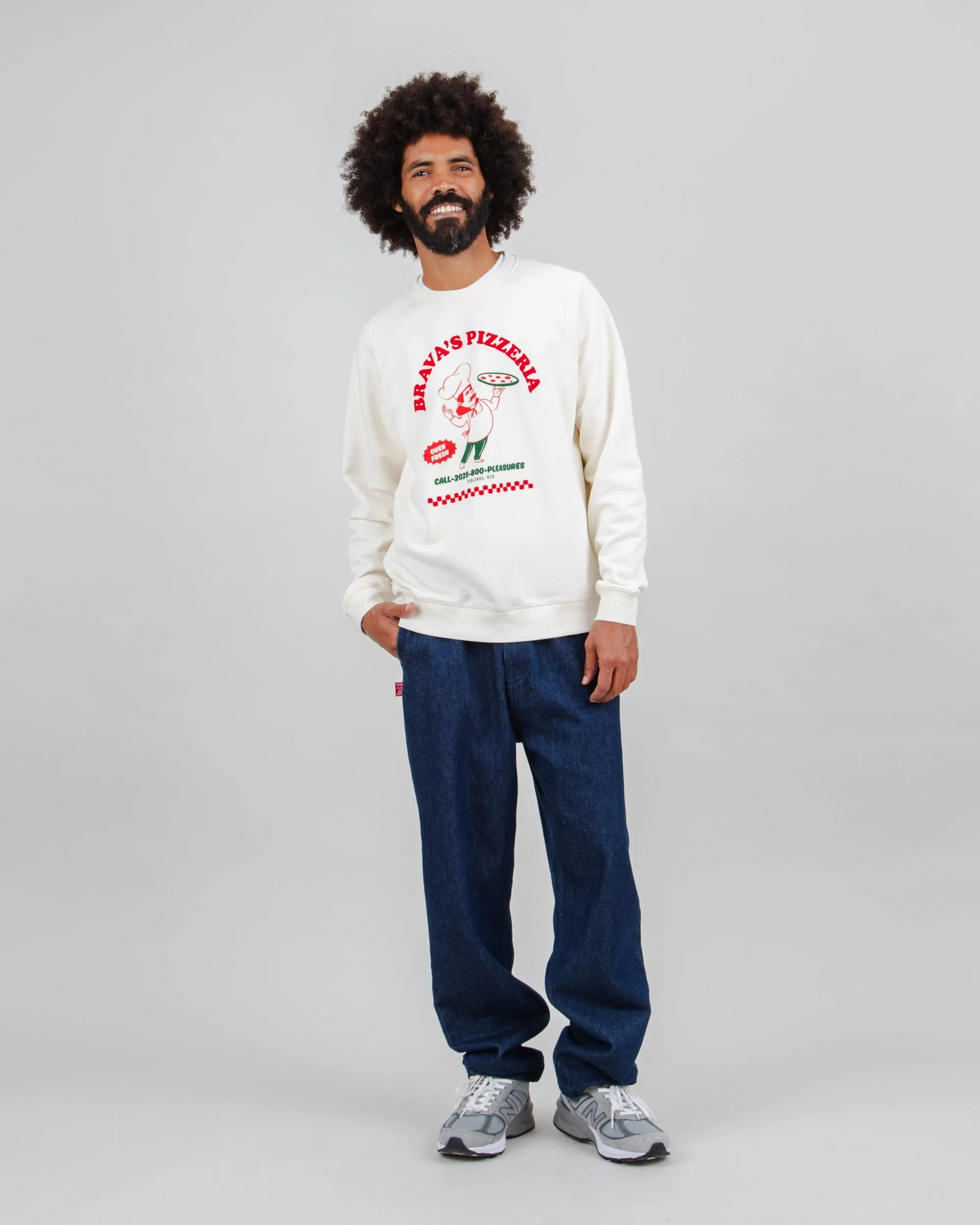 Cozy Essentials Hot & Brava Pizza Sweatshirt White