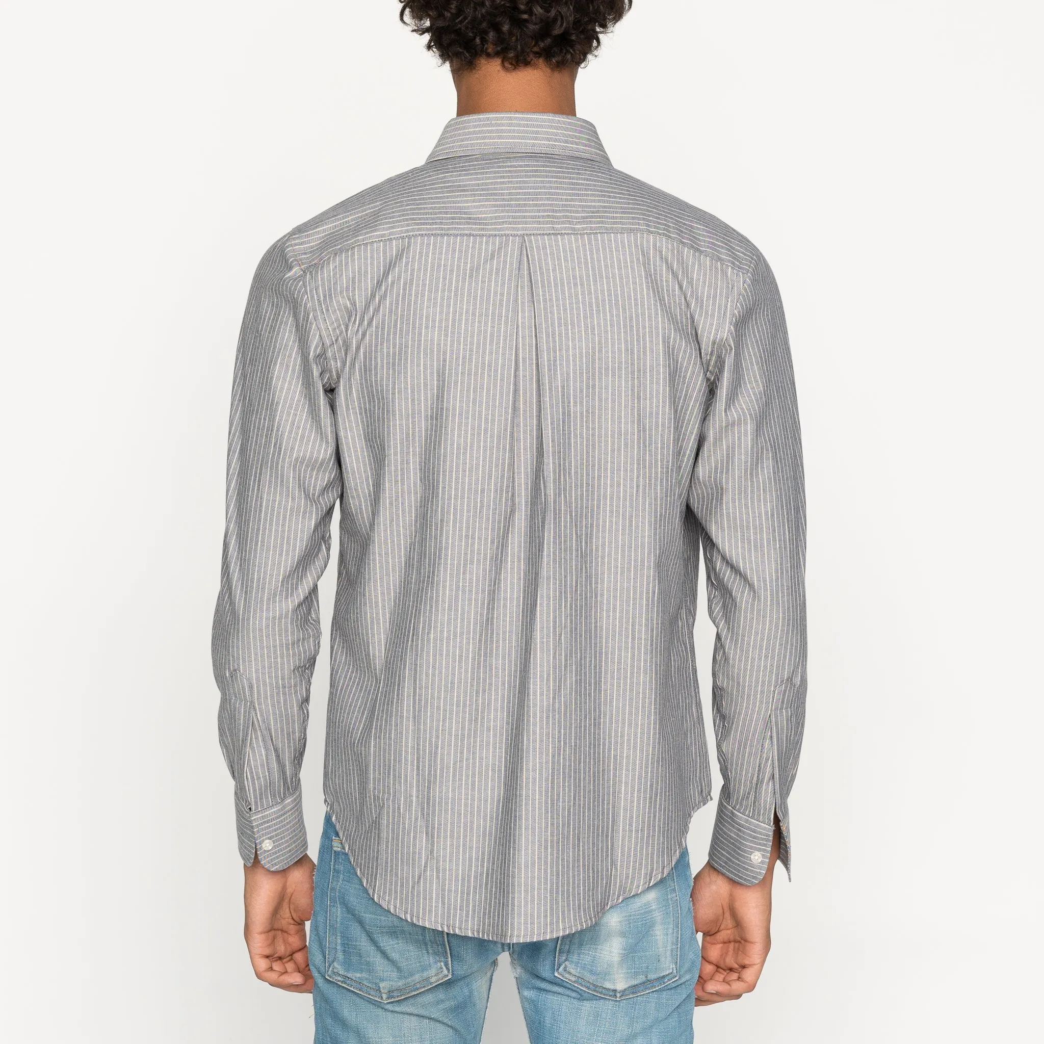 Non Irritating Tags Poolside Lounge Easy Shirt  - Soft Finish Classic Stripe - Indigo