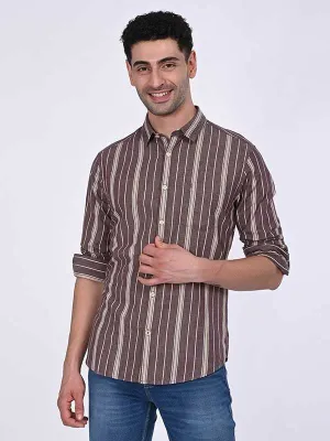 Men Striped Full Sleeve Cotton Shirt Smooth Texture Versatile Design