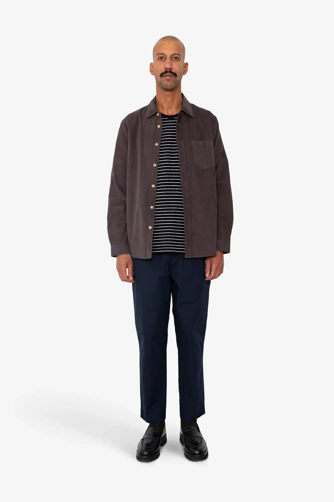 Folk Direction Babycord Shirt Black Grape Winter Fashion