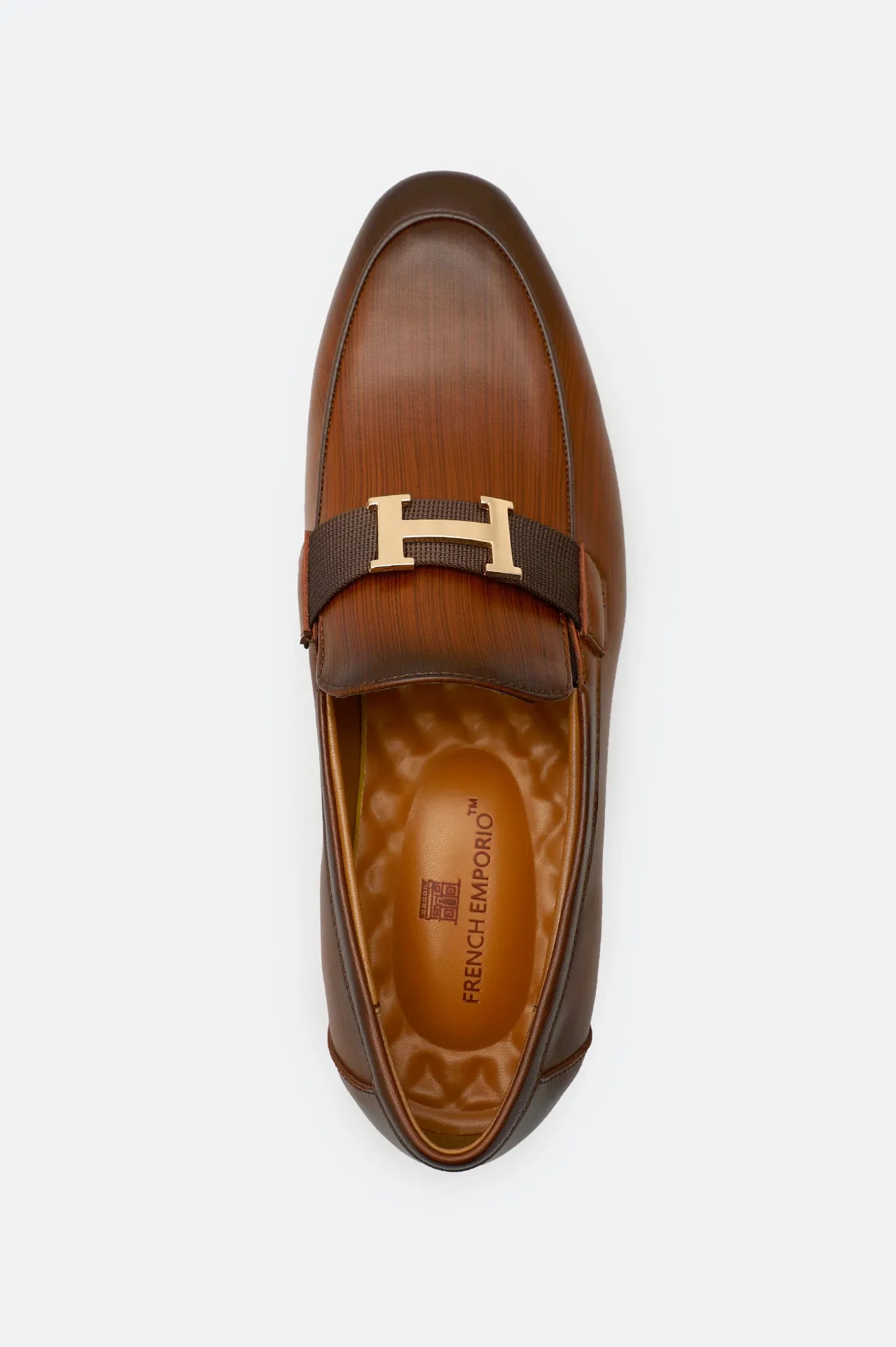 Coffee Men Formal Moccassins Polished Surface