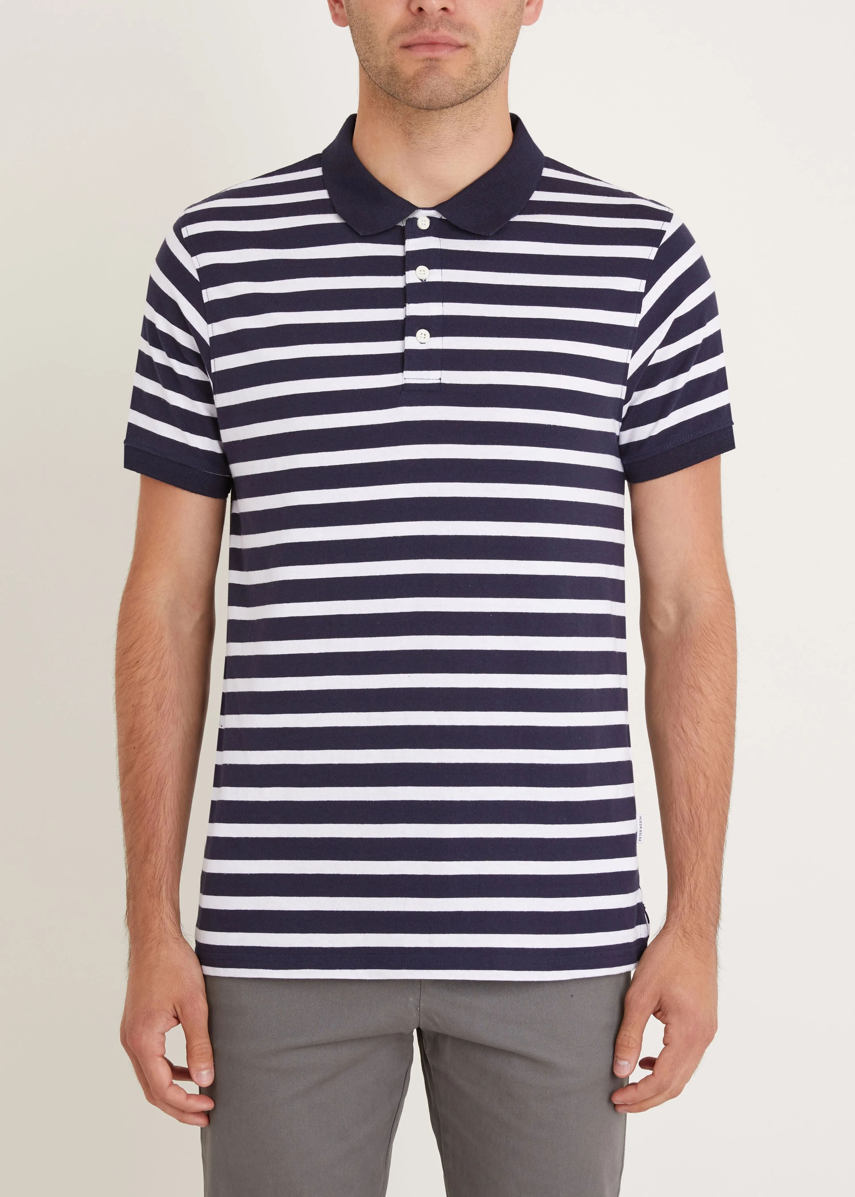Gresley Polo Shirt - Navy/White MoistureWicking Fabric UniversalFit