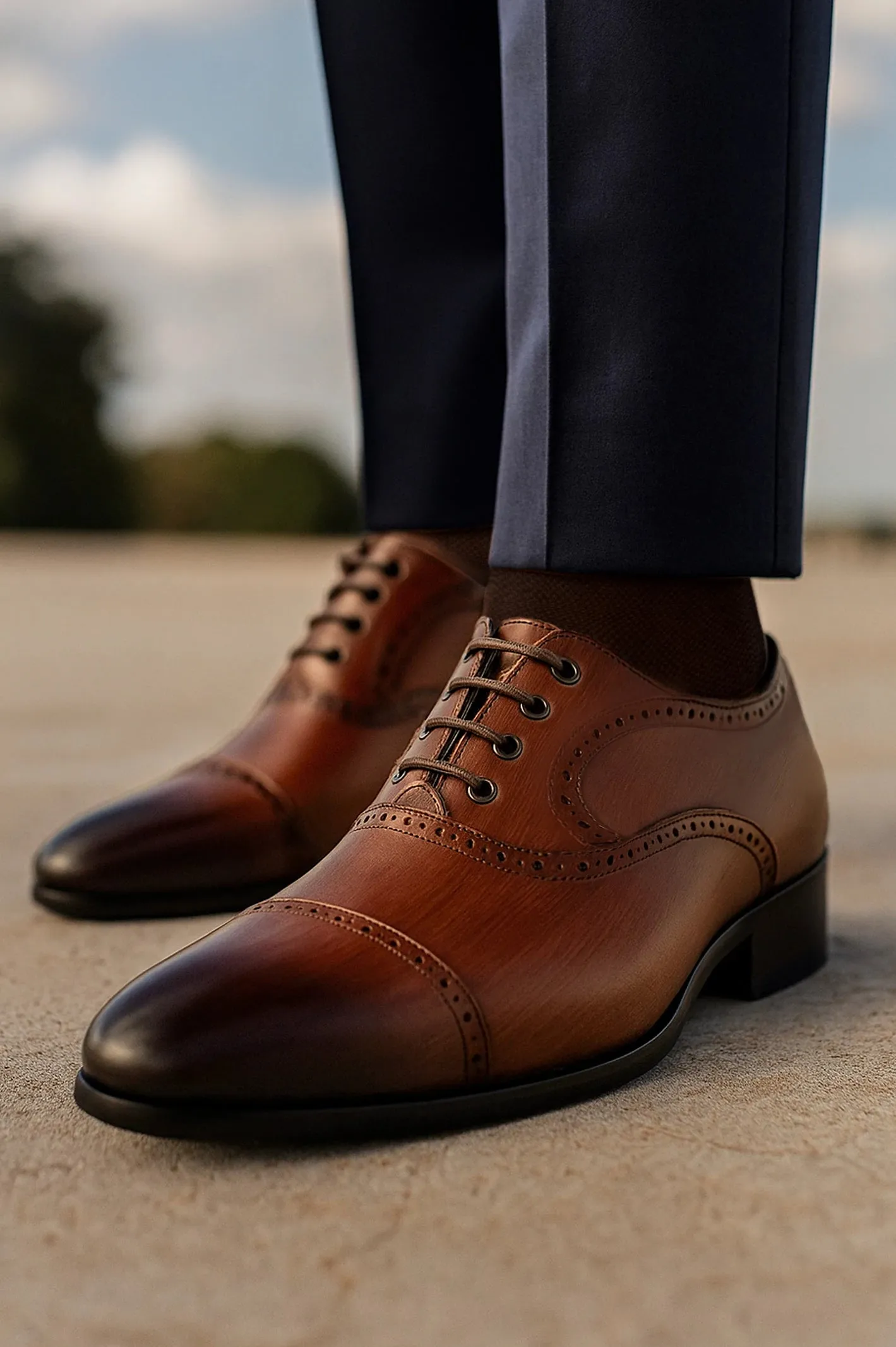 Coffee Men Formal Derby Lace Shoes Simple Footwear Easy Travel