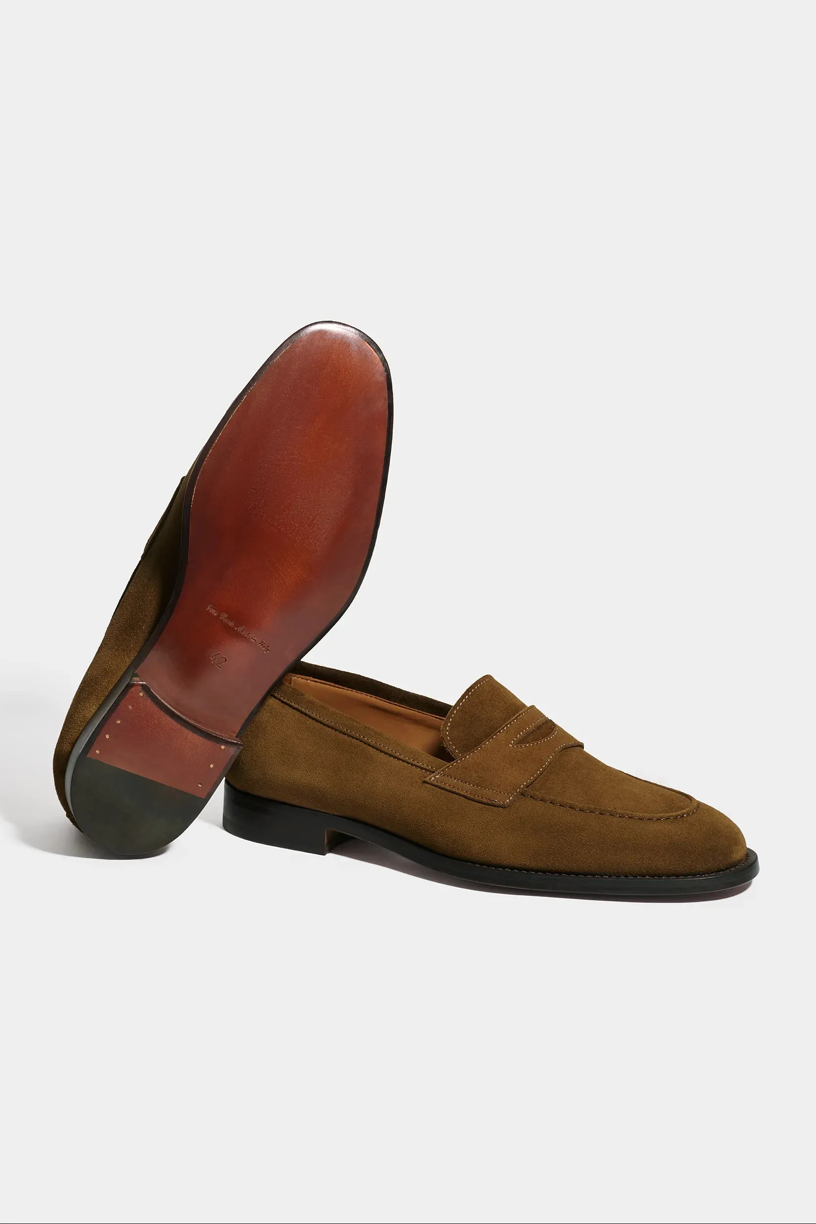 Cool Accent Cognac suede penny loafers - Made in Italy