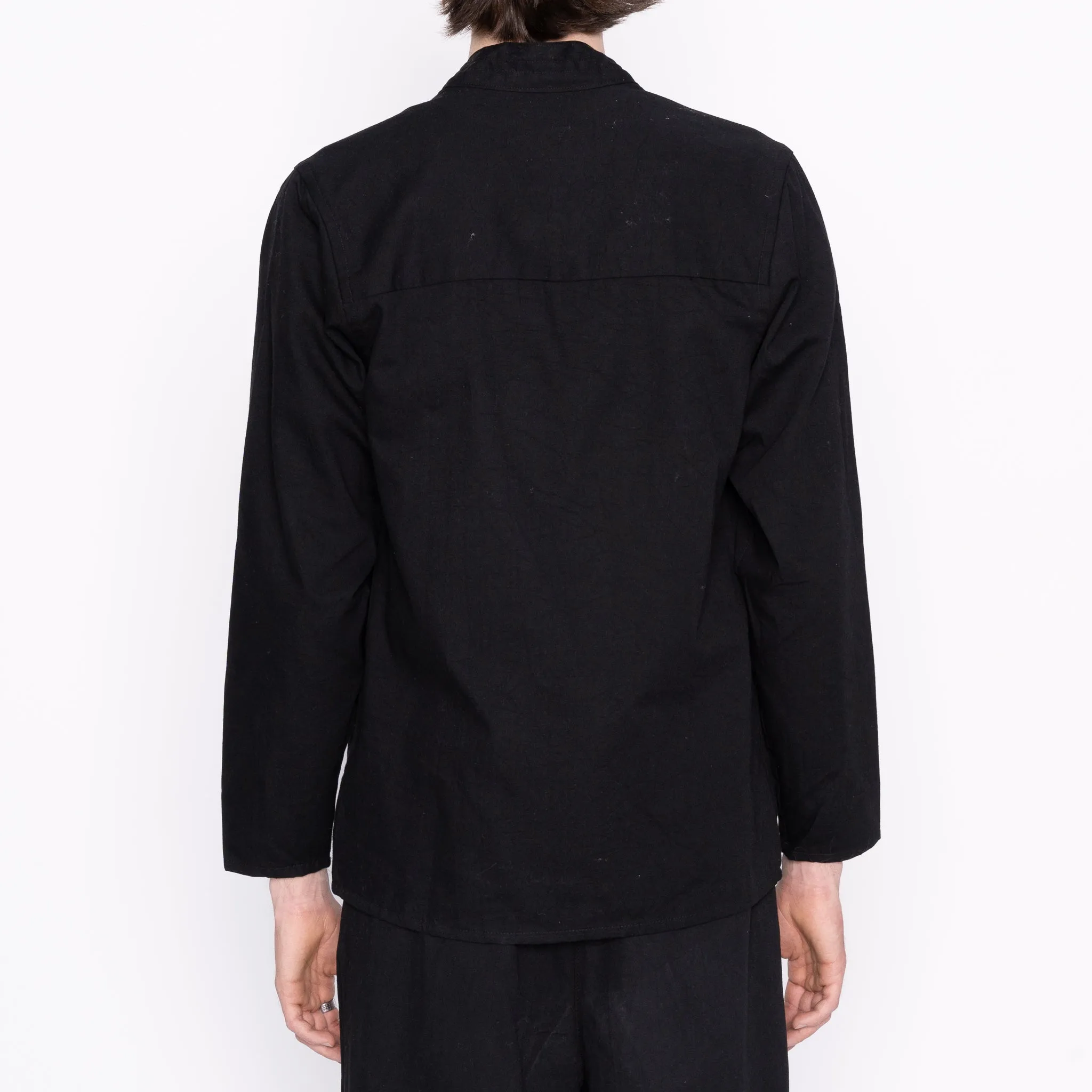 Everyday Comfort Eye-Catching Pattern Kimono Shirt - Black Rinsed Oxford   Black Japanese Festival