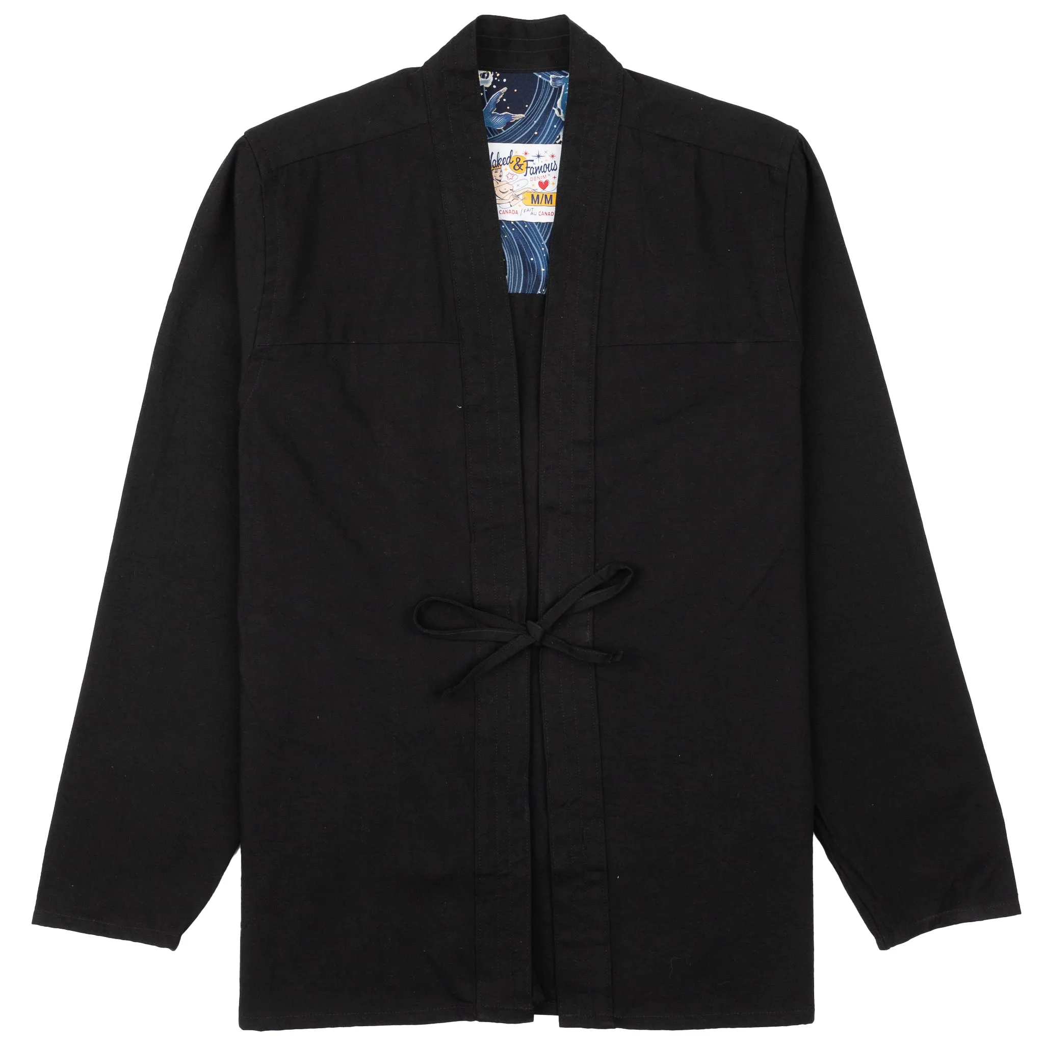 Kimono Shirt - Black Rinsed Oxford   Black Japanese Festival Matte Look