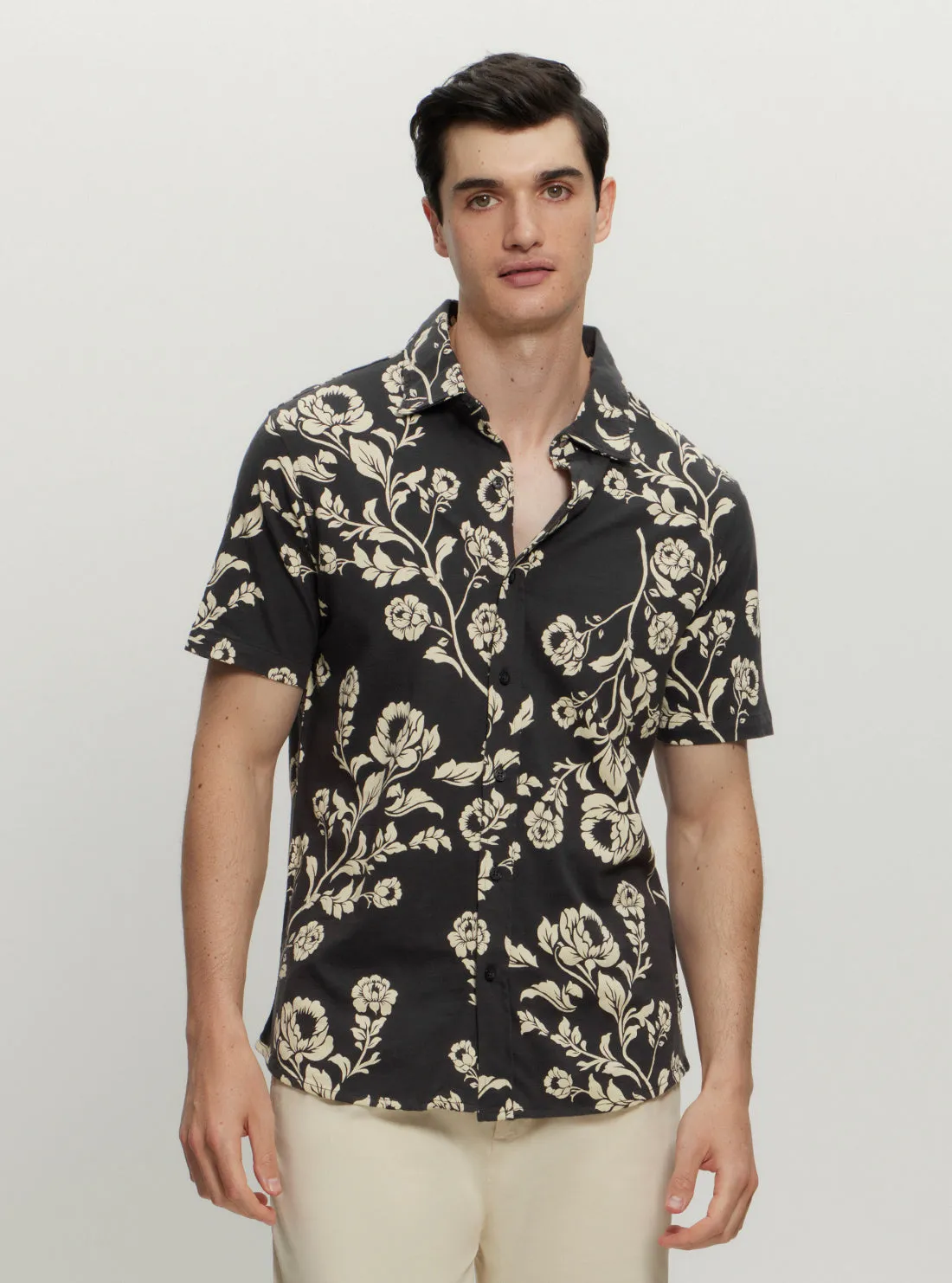 Lightweight Weave Black Parker Floral Shirt