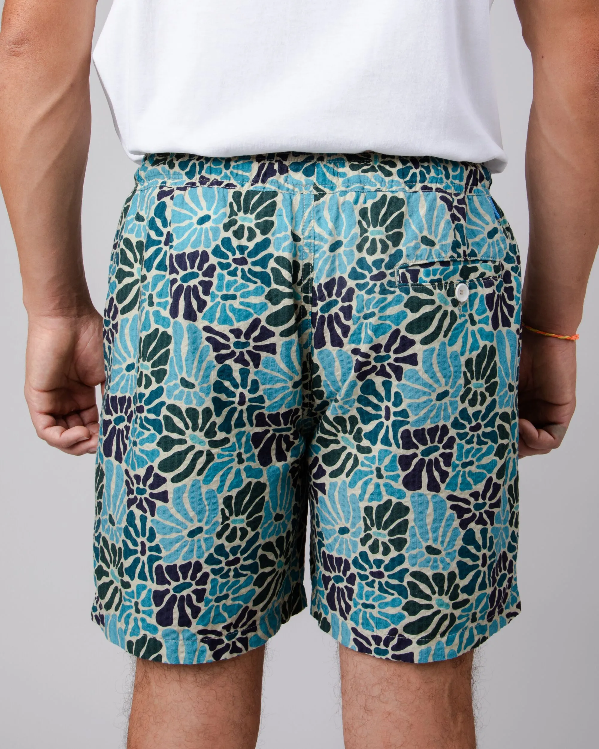 Reflective Safety Details Bold Patterns Spring Short Blue