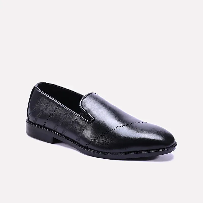Colton Black Slip On Dress Shoes 0111080 Premium Leather Height Aid