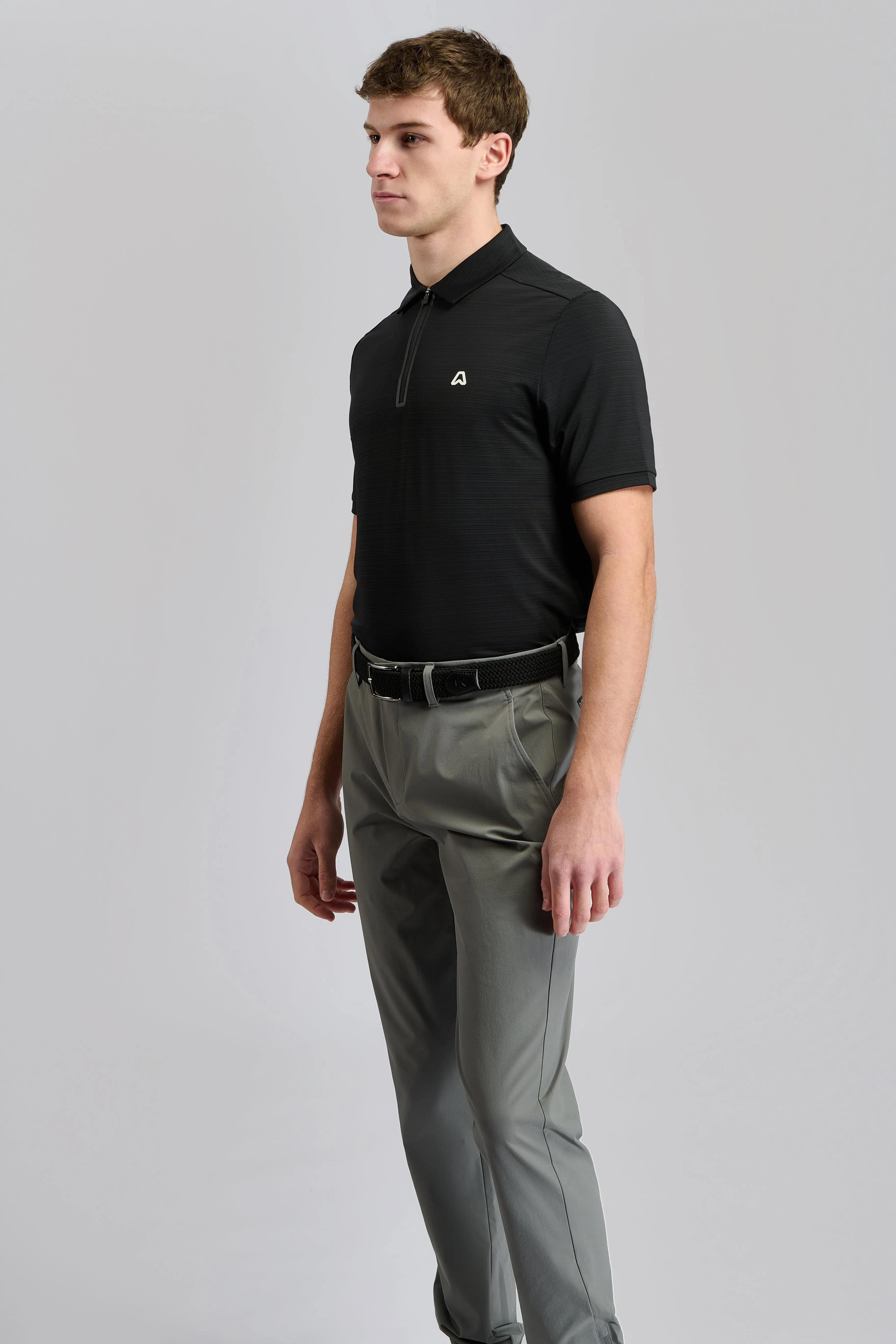 Comet Technical Golf Polo Shirt - Putter Black Anniversary Celebration checkered pattern