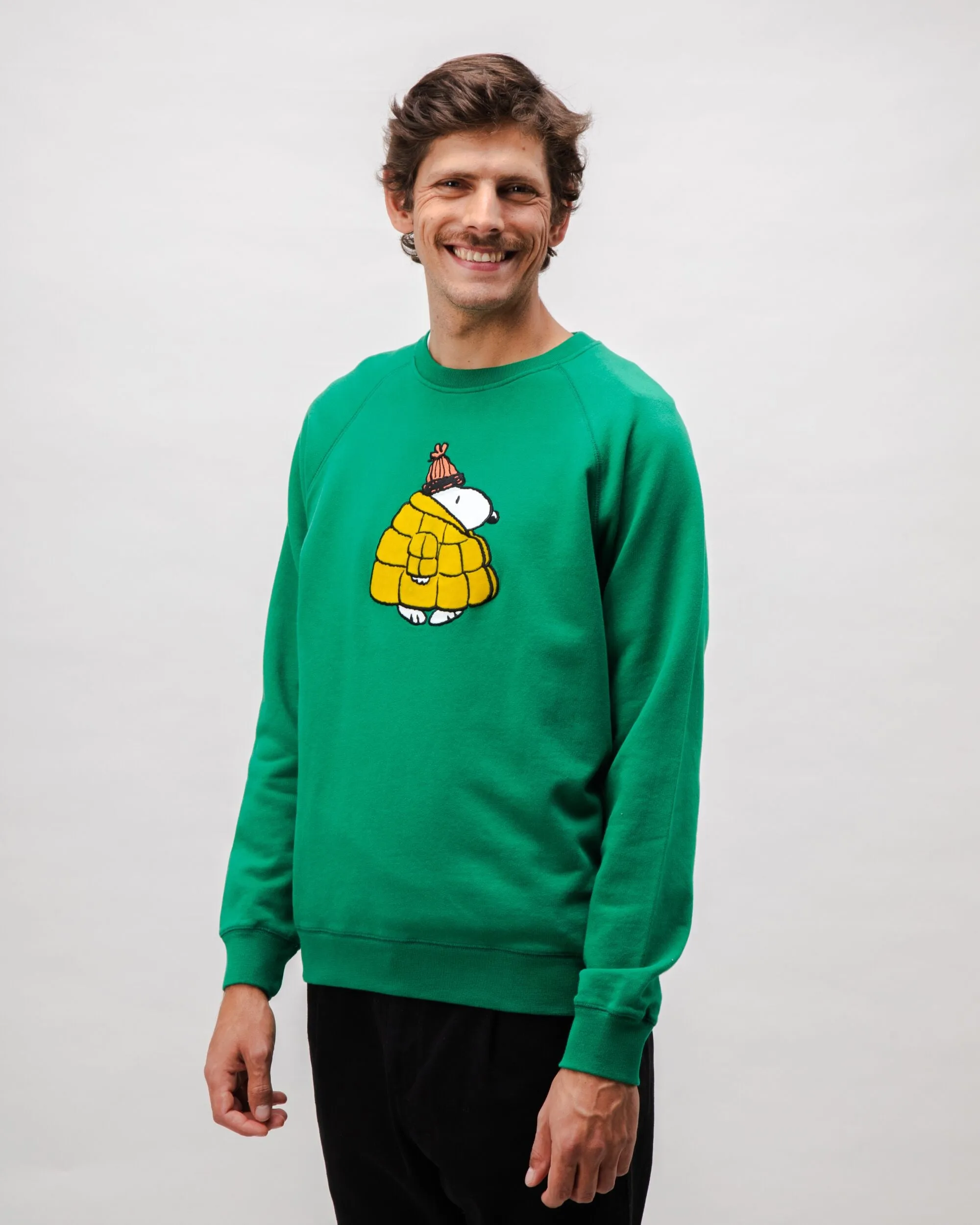 Peanuts Snow Cotton Sweatshirt Green Effortless Hoodie