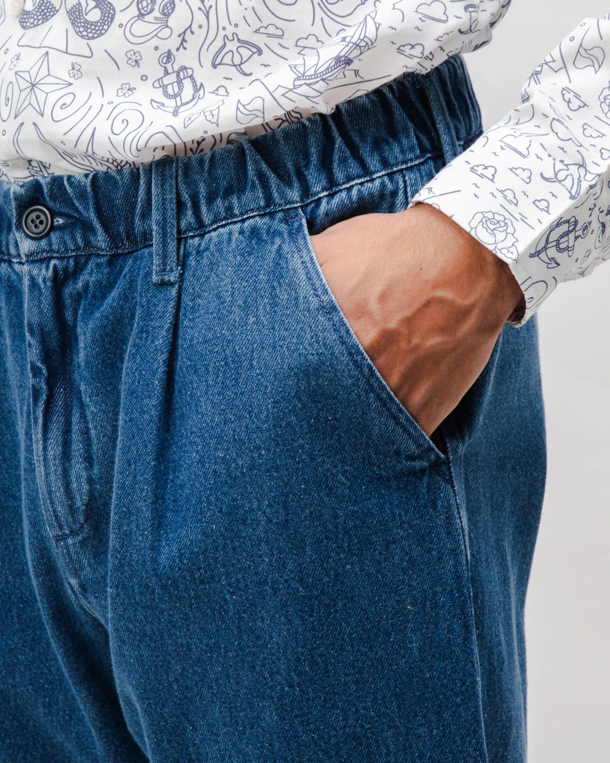 Comfort Chino Denim Pants Indigo Flexible Durability