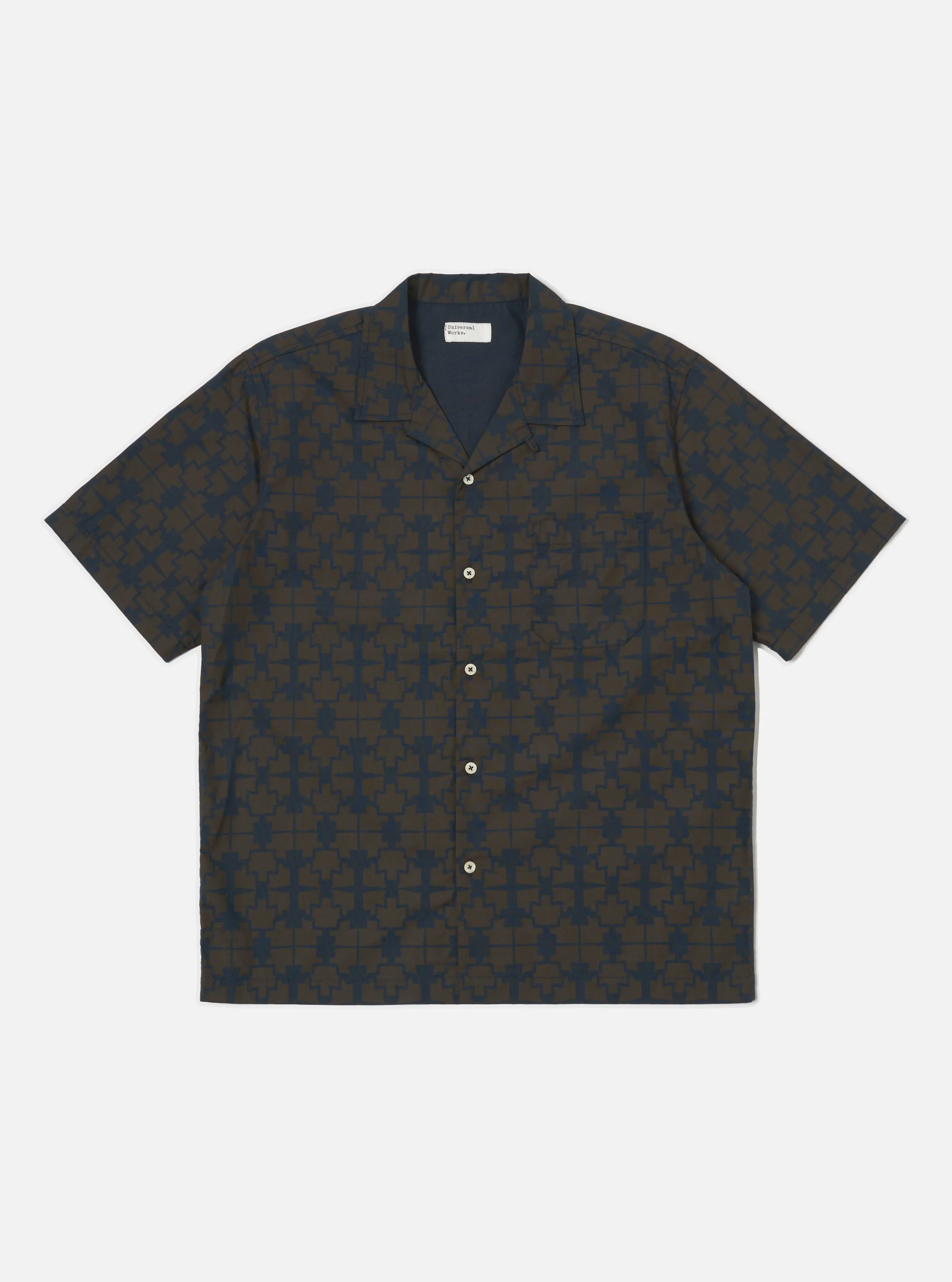 Layered Design Navy Mitla Print Cotton Road Shirt