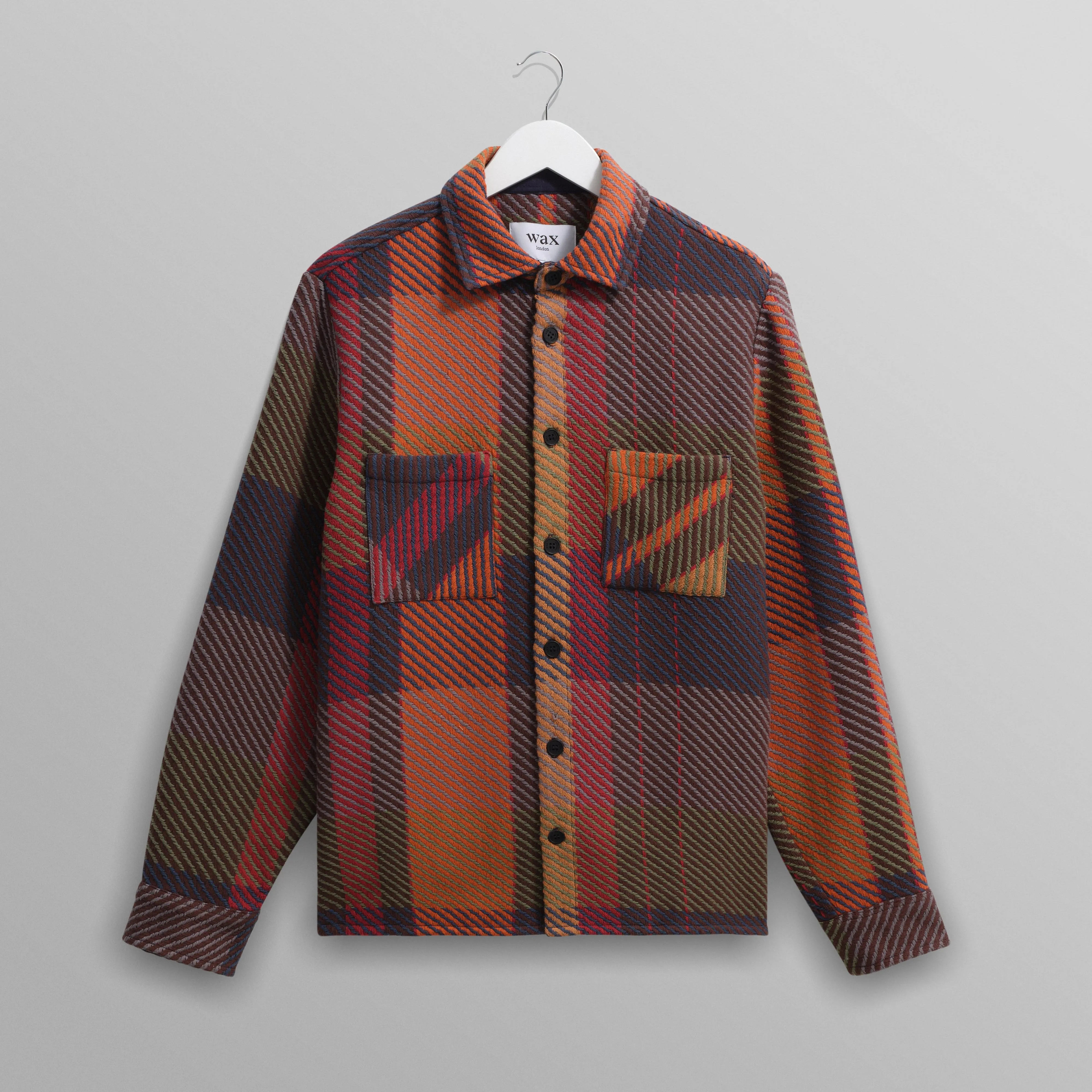 Wax Whiting Overshirt Tempo Check Orange Multi Vibrant color Unisex Design