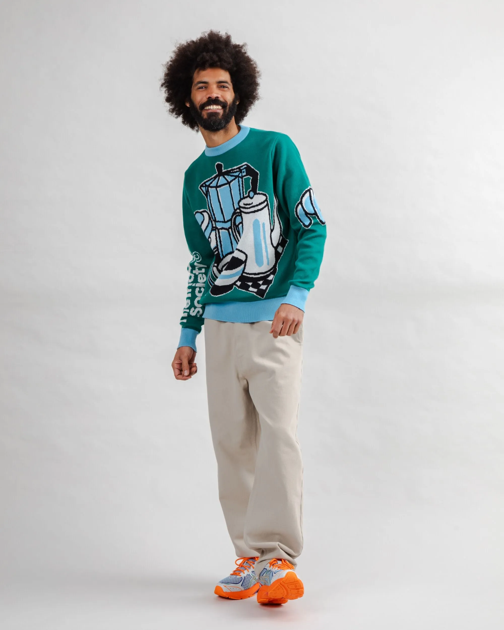 The Indoor Society Sweater Green Soft Texture