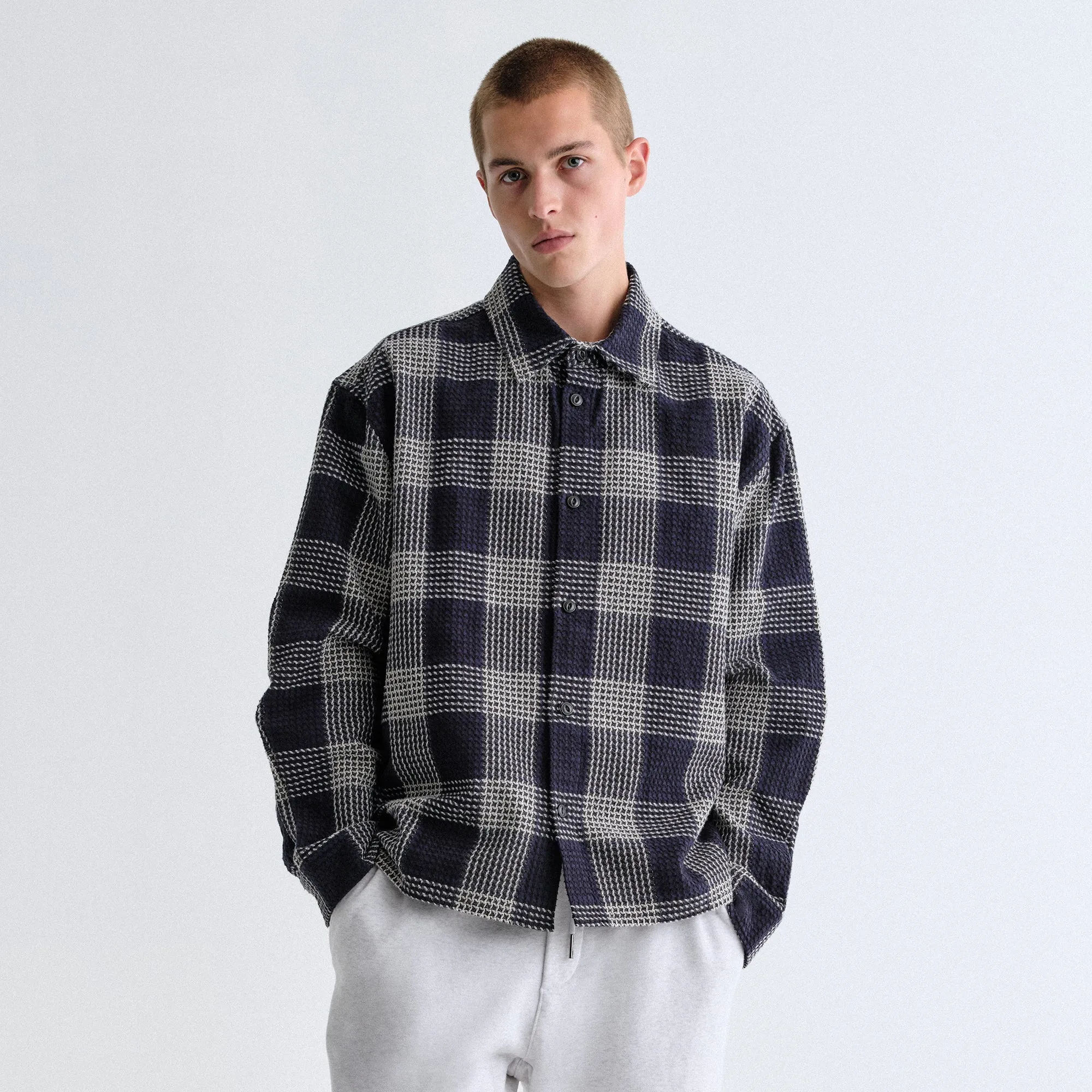 Kith Textured Plaid Deon Shirt - Nocturnal Reinforced Zippers Street Comfort Fit