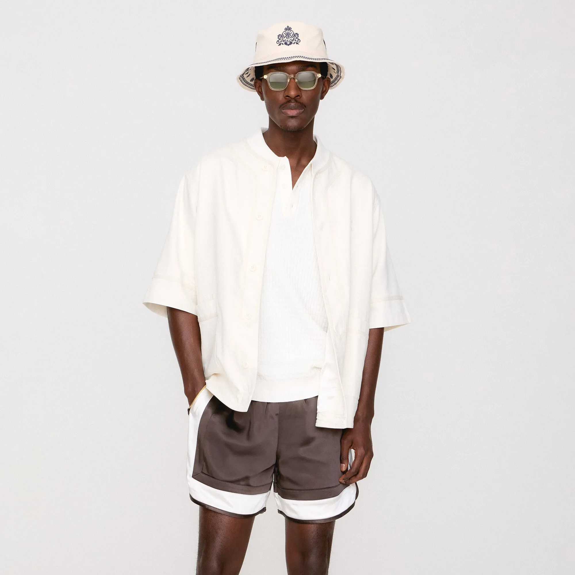 Dynamic Compression Fit Stylish Daily Fit Kith Washed Denim Willis Baseball Shirt - Sandrift