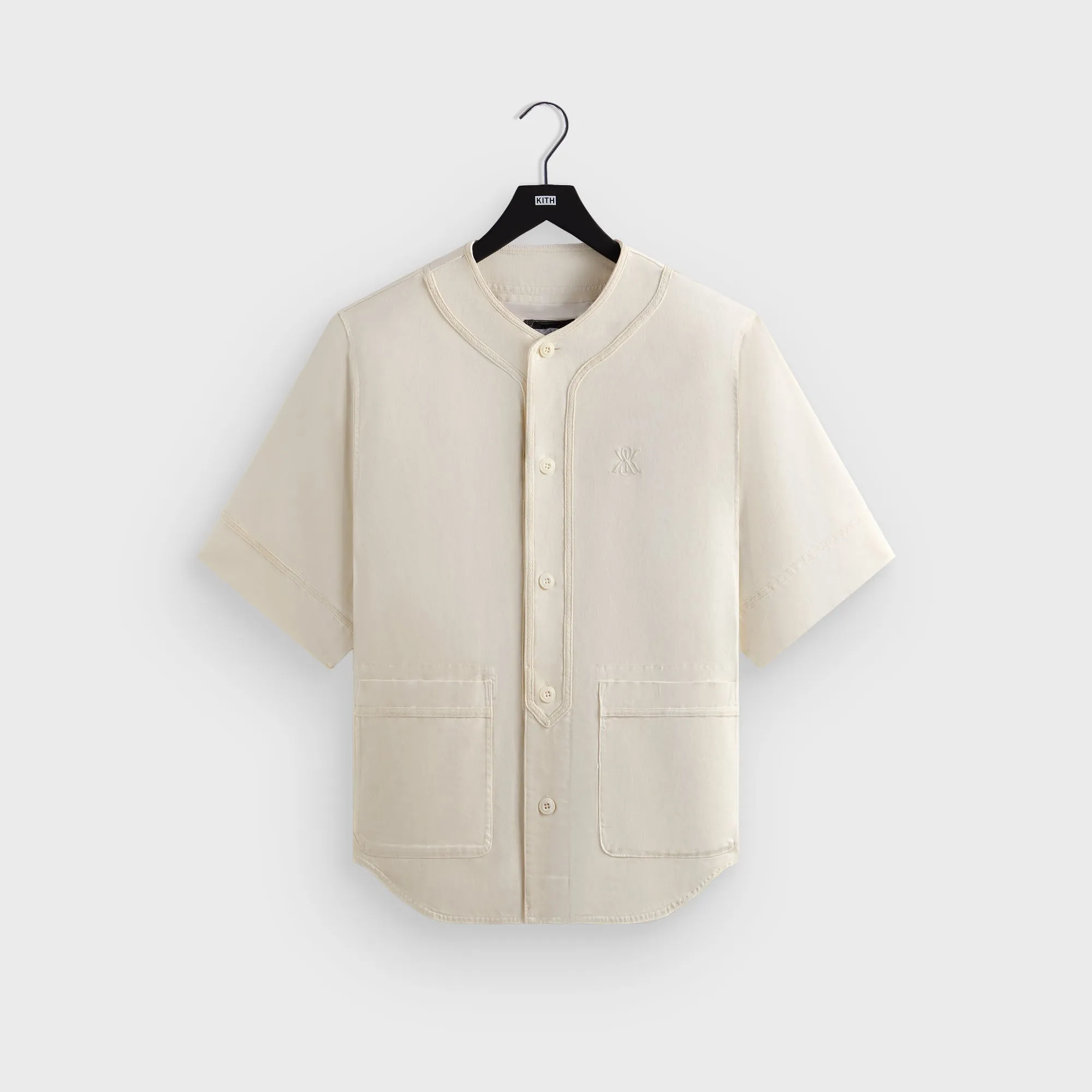 Comfortable Fabric Comfort Fit Design Kith Washed Denim Willis Baseball Shirt - Sandrift