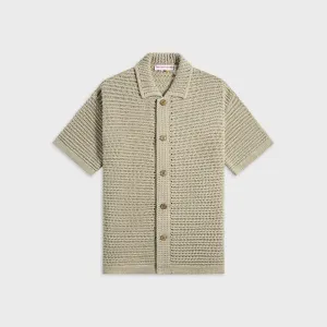 Orlebar Brown Thomas Shirt - Light Herbal Green Travel Must Stand Up Collar