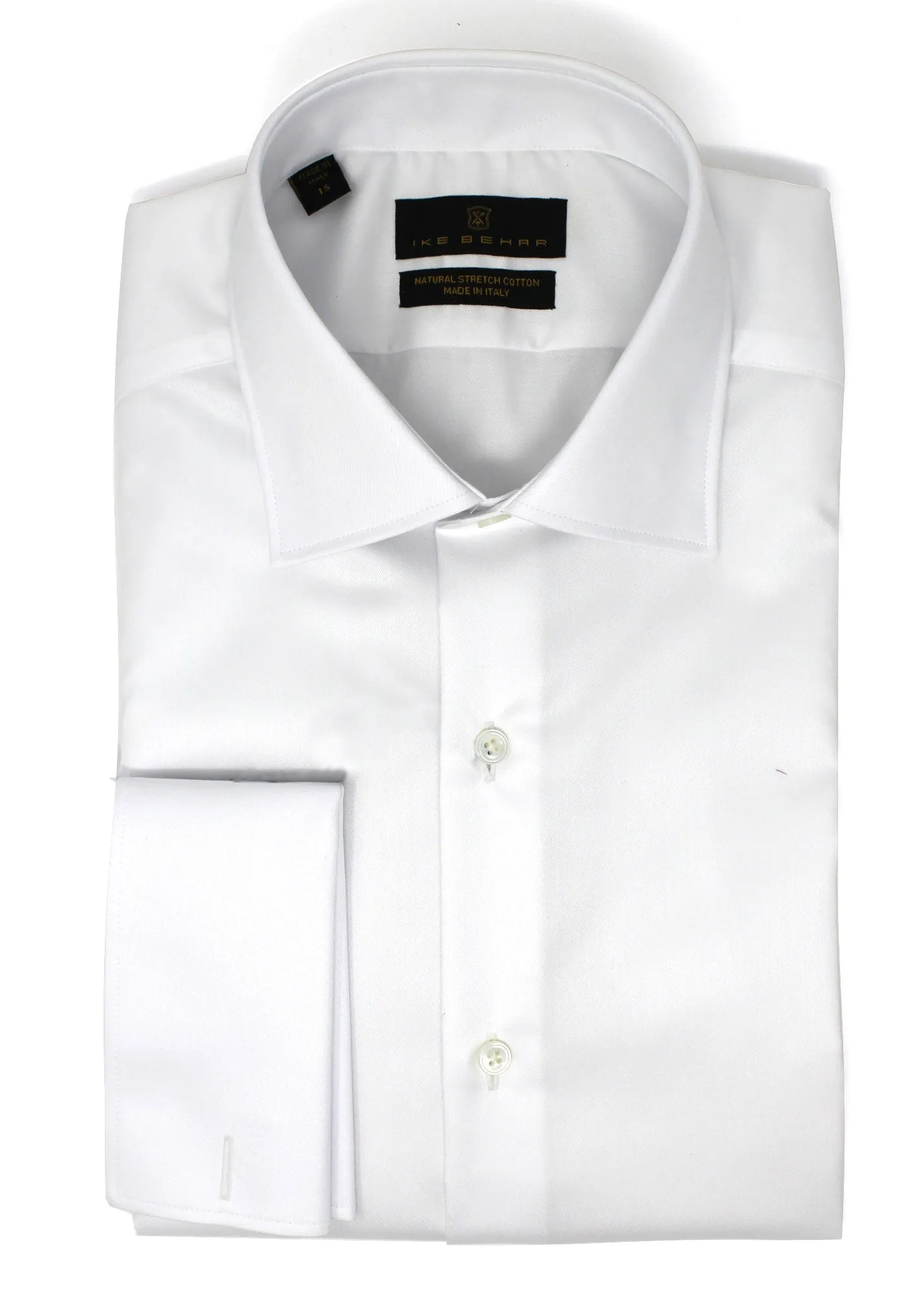 Oversized Fit White Twill Natural Stretch Cotton French Cuff Dress Shirt