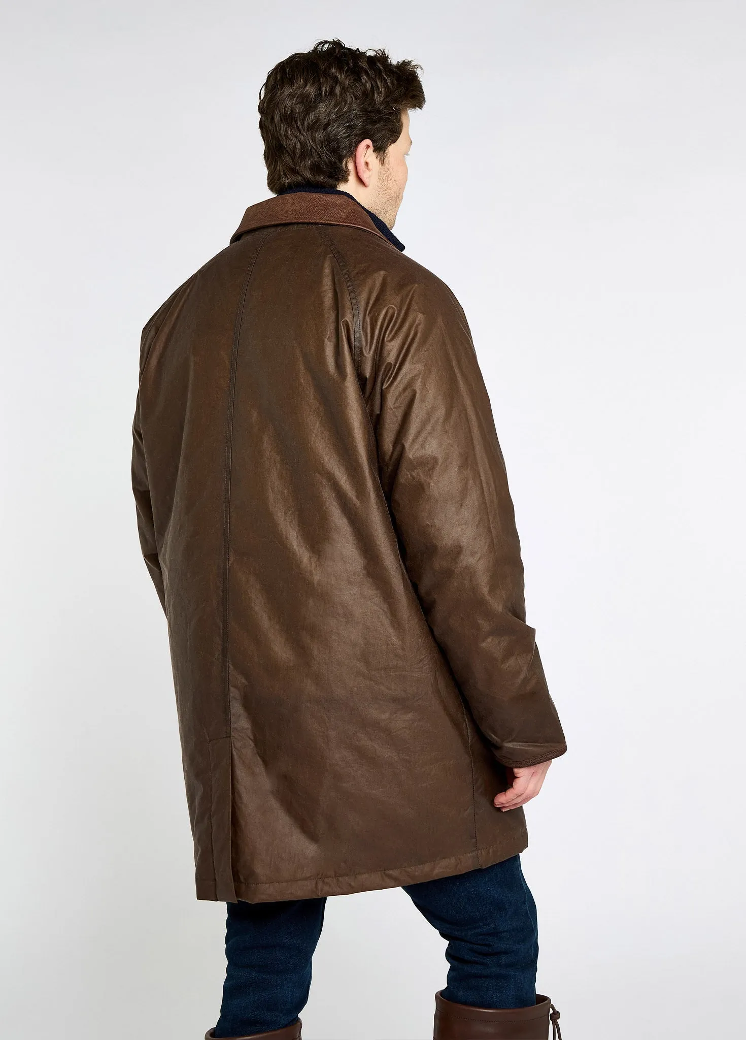 Prospect Men's waxed cotton coat - Caf?? MultiPocketLayout Belted Style