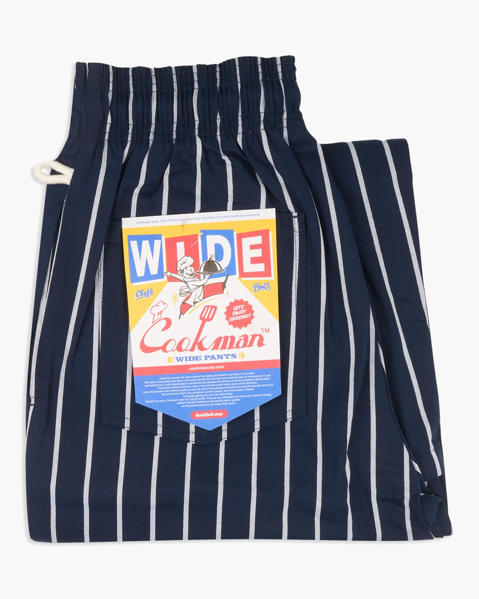 Cookman Wide Chef Pants - Stripe Navy Wear Anytime Wardrobe Fit