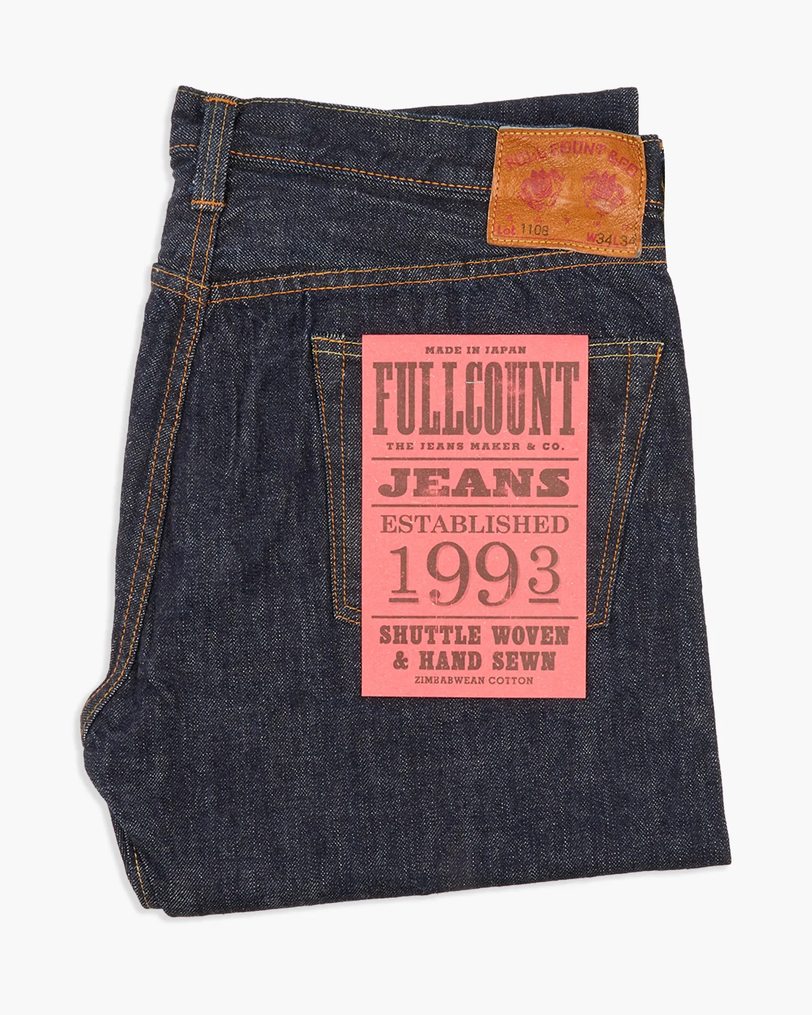 Loose Smooth Shopping Day Fullcount 1108W 13.7oz Selvedge Slim Straight Mens Jeans - Indigo Onewash