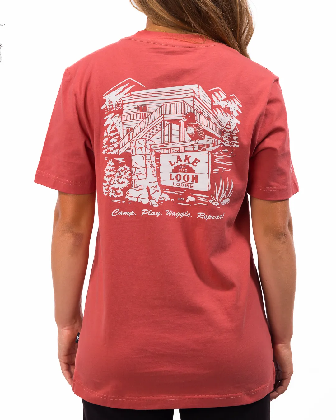 Lake of the Loon Lodge T-Shirt V neck style Modern Fit