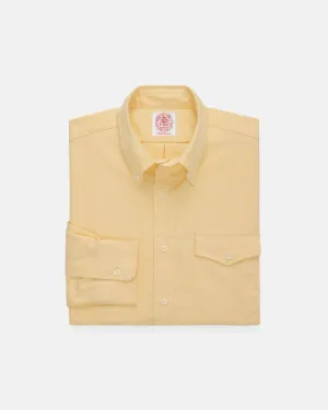 Made-in-USA Flap Pocket Vintage Yellow Oxford Cloth Button Down Shirt - Classic Fit Chill Wear