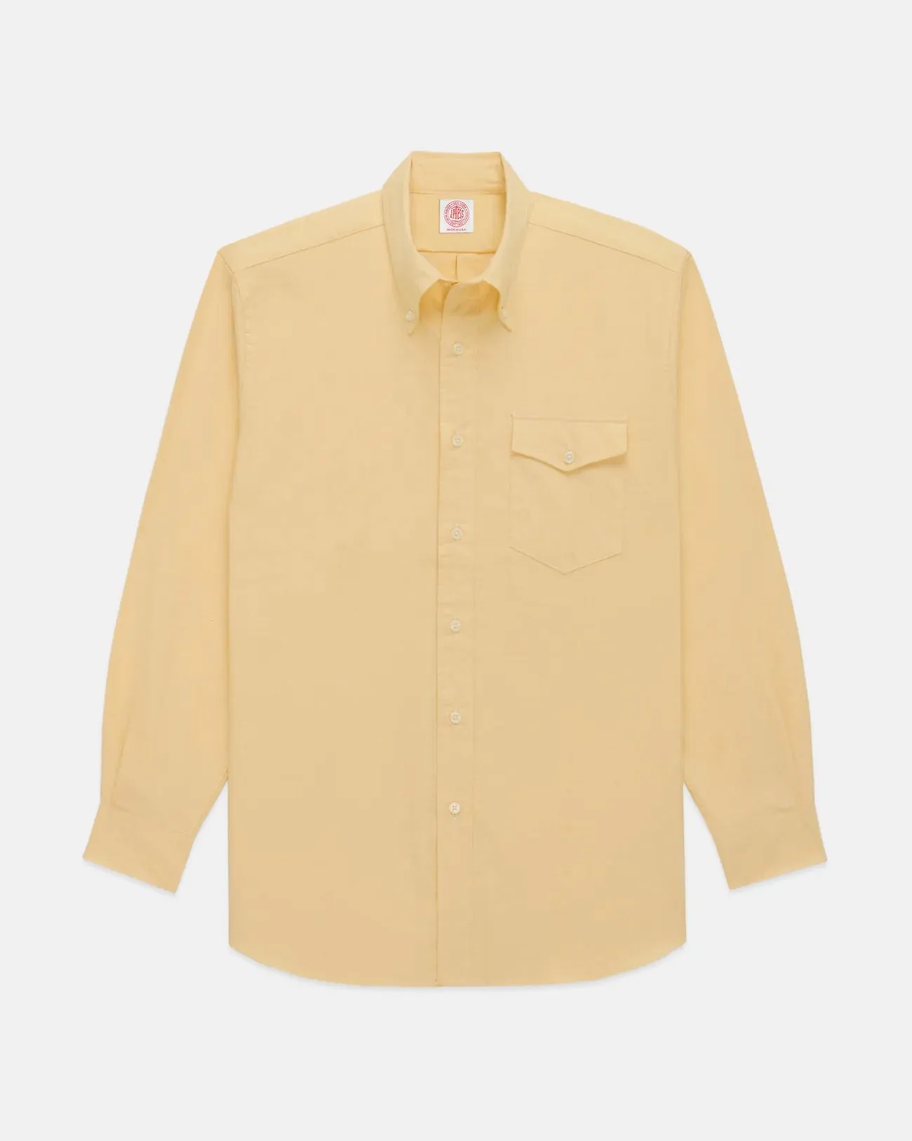 Seasonal Style Stylish Appearance Made-in-USA Flap Pocket Vintage Yellow Oxford Cloth Button Down Shirt - Classic Fit