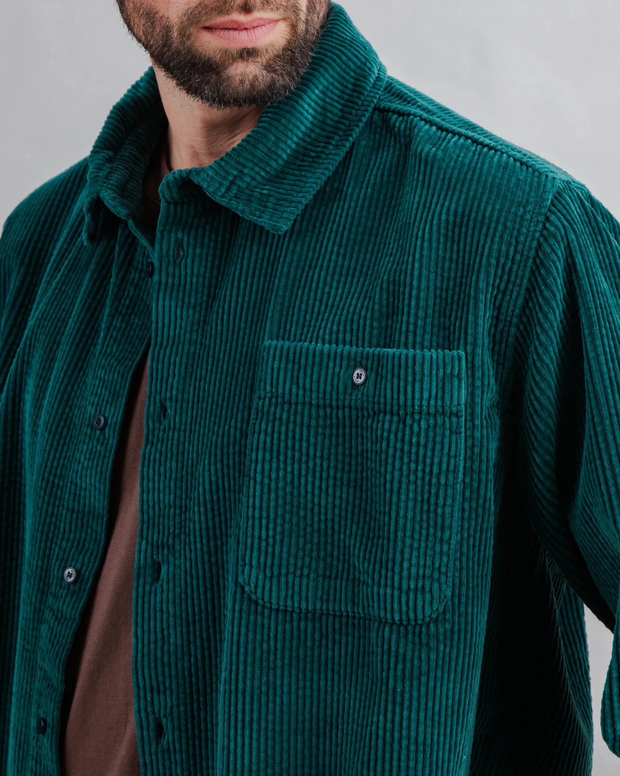 Corduroy Overshirt Green Midweight Textile Eco Friendly Dye