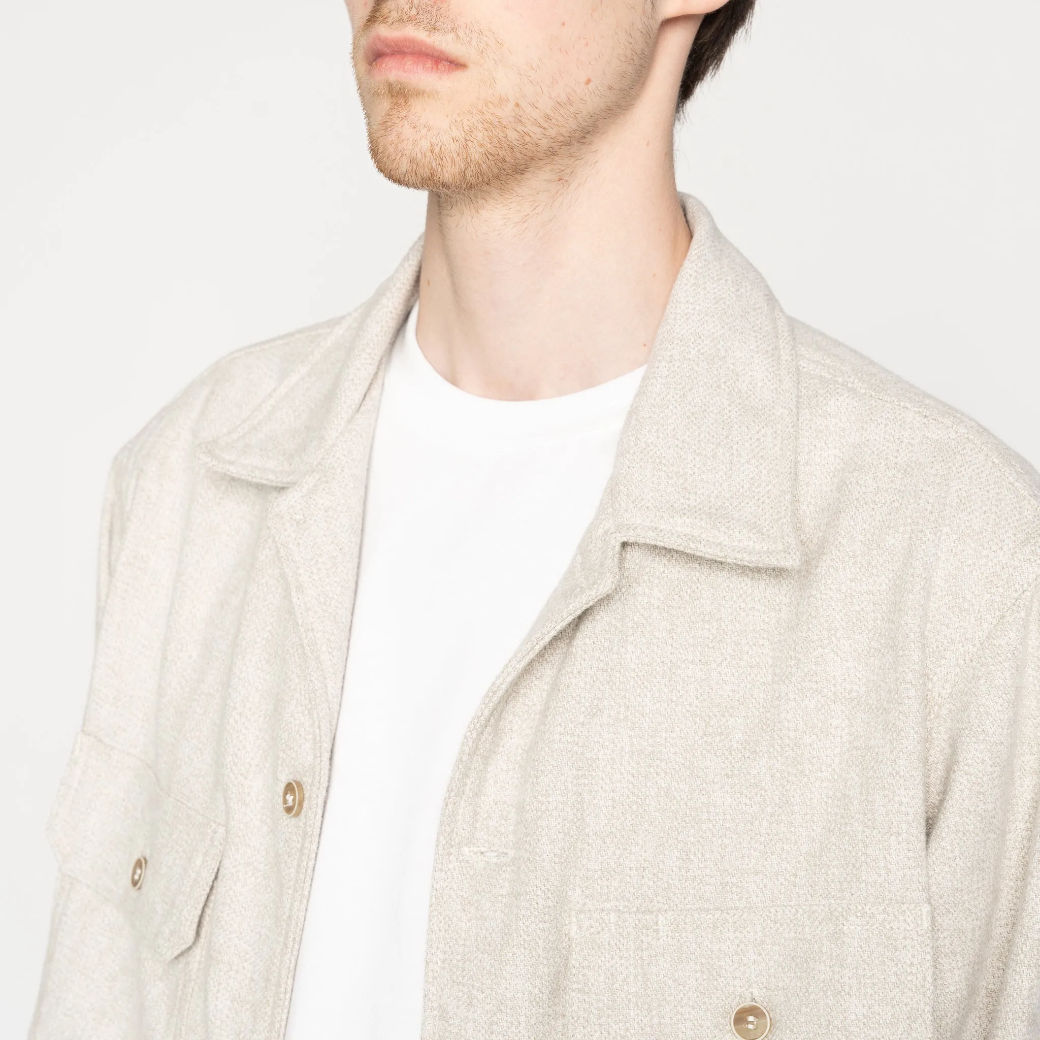 Hiking Gear Over Shirt - Triple Yarn Twist Brushed Flannel - Ivory