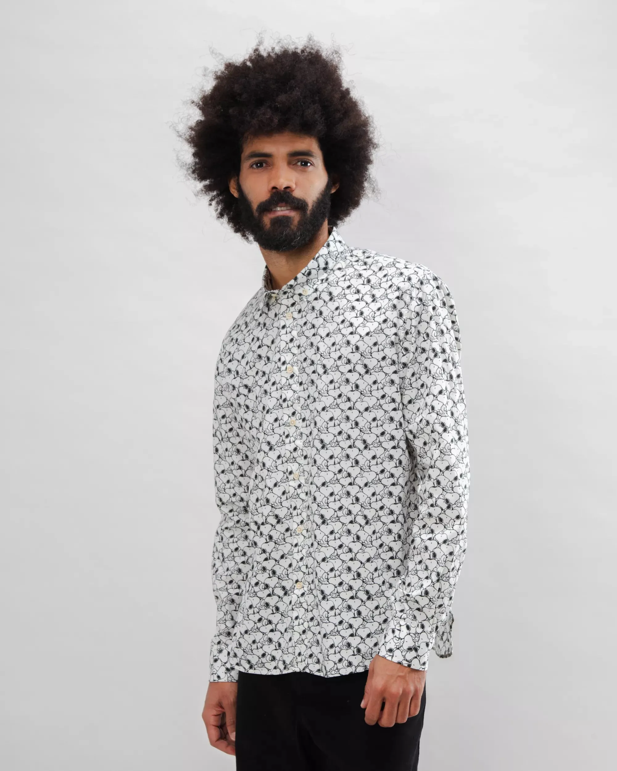 City Exploration Peanuts B&W Cotton Shirt Ecru