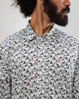 Interview Ready Sporty Look Peanuts B&W Cotton Shirt Ecru