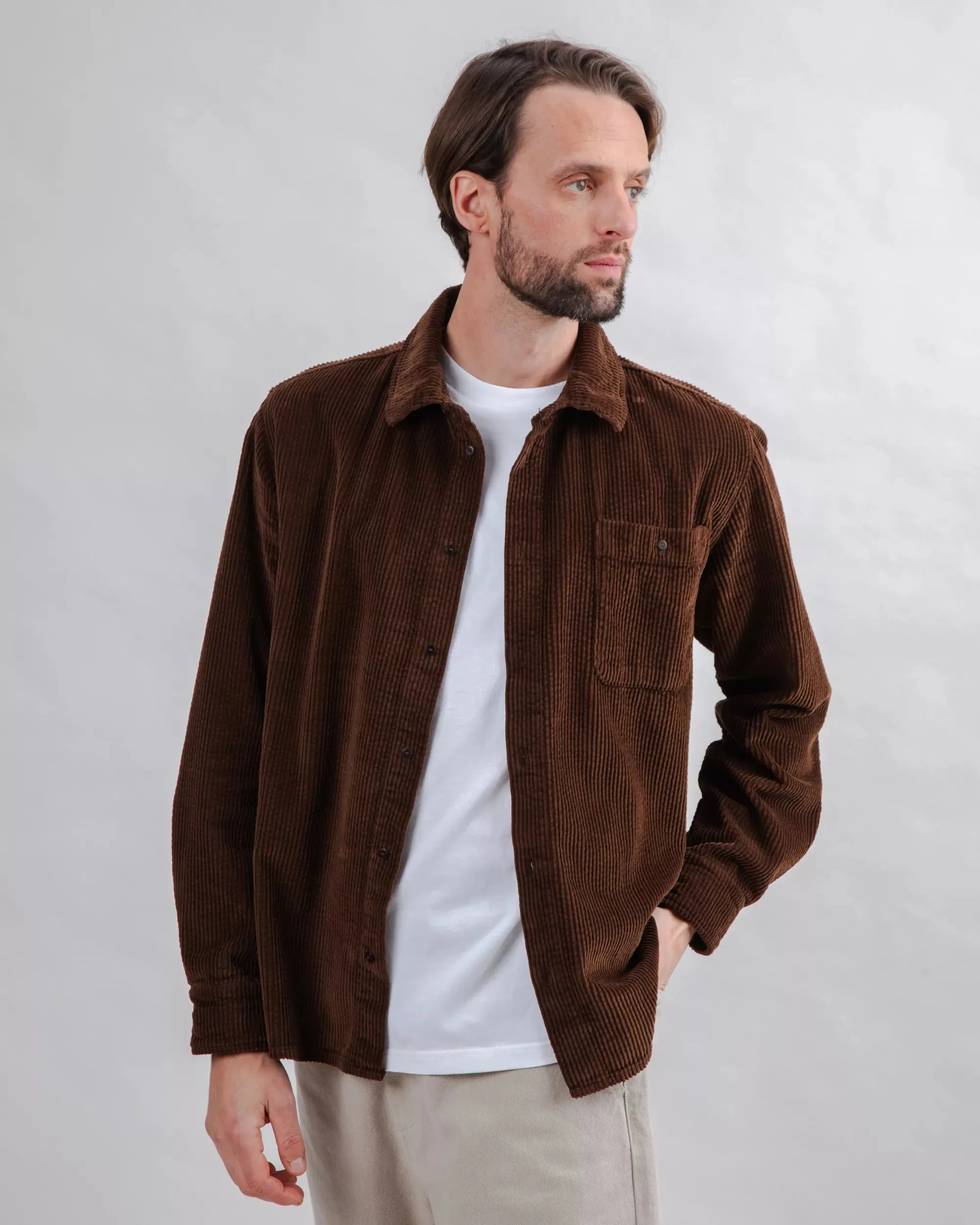 Premium Quality Corduroy Overshirt Chocolate