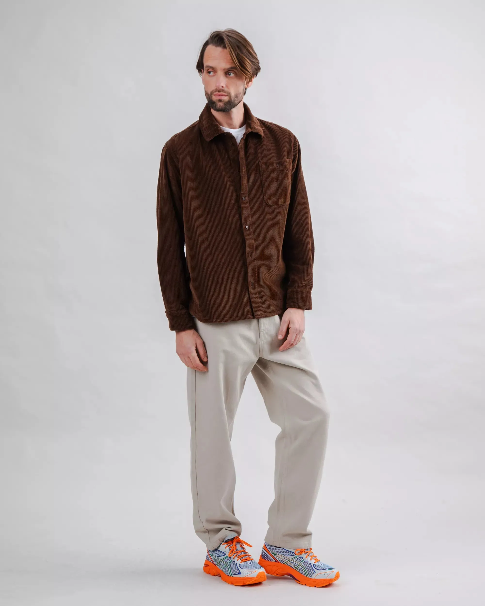Bamboo Fiber Blend Corduroy Overshirt Chocolate