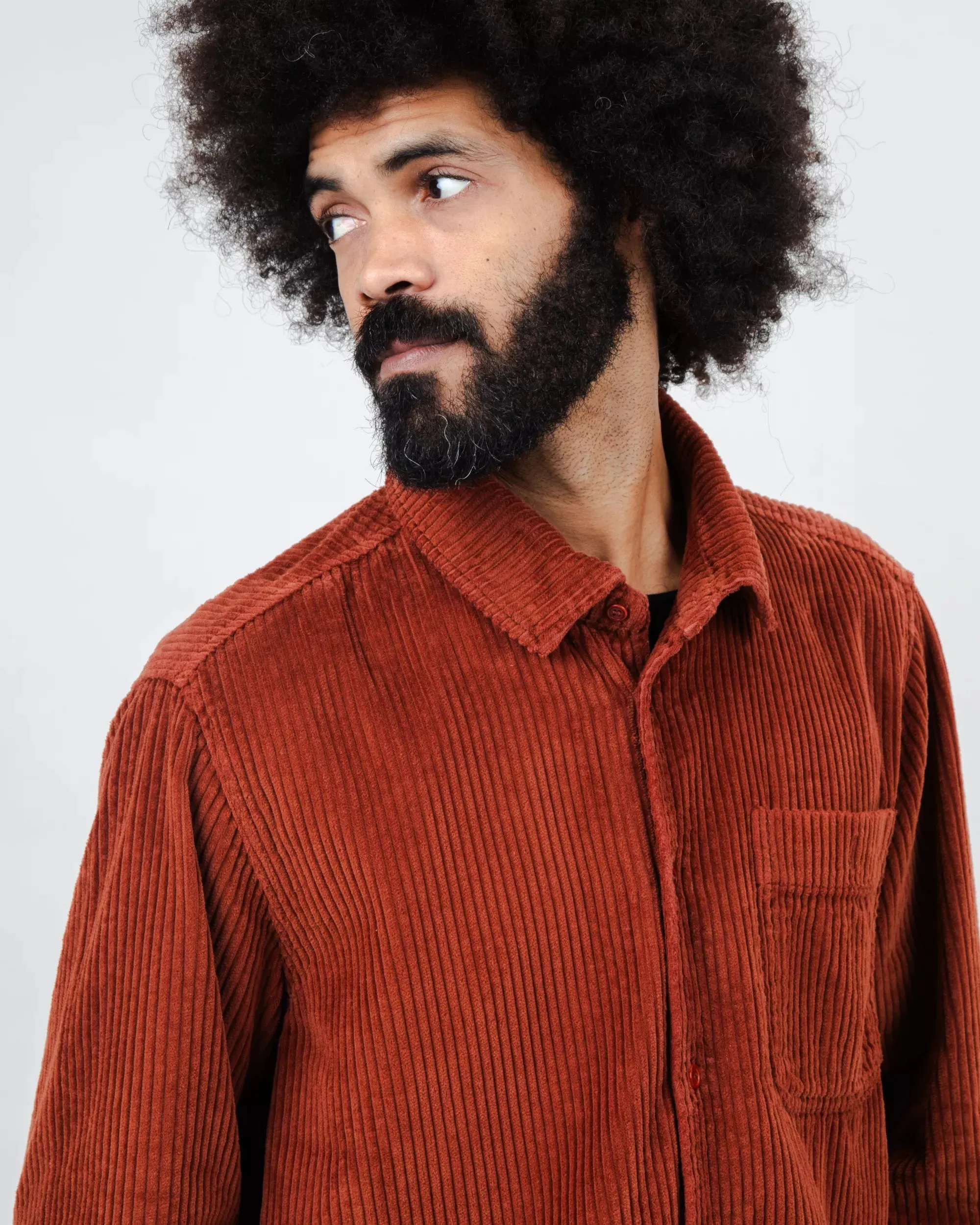 Snug feel vacation wear Corduroy Overshirt Copper