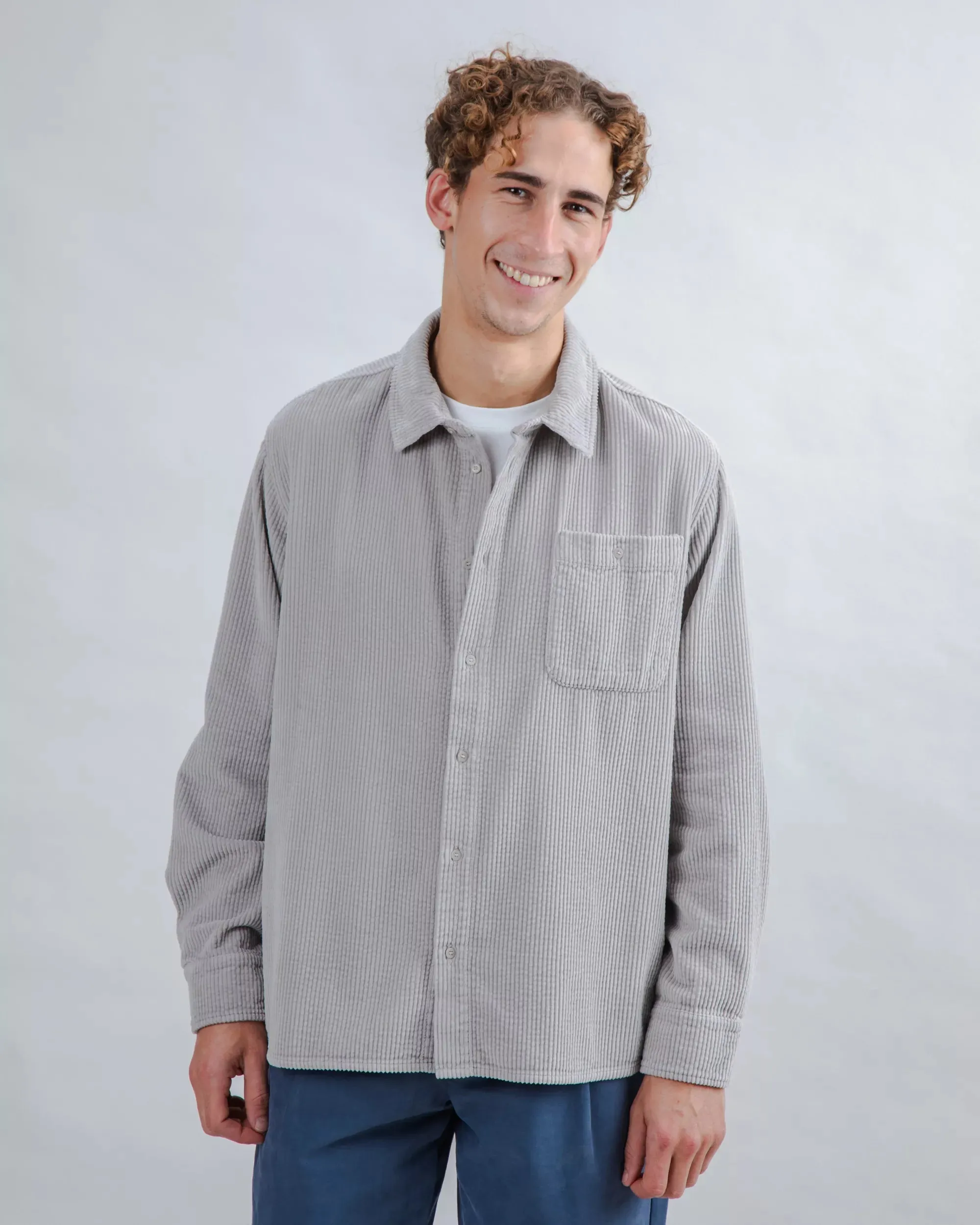 Gift Idea Subtle design Corduroy Overshirt Grey