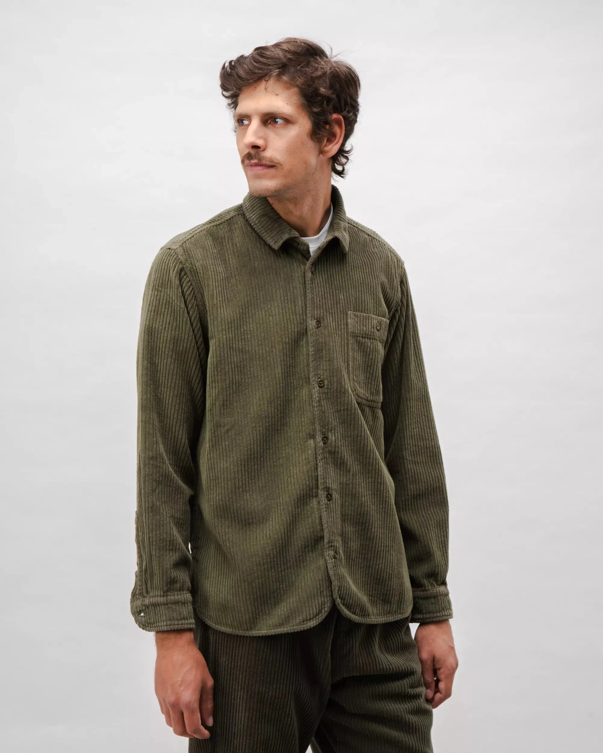 mix and match Advanced Moisture Management Corduroy Overshirt Stone Green