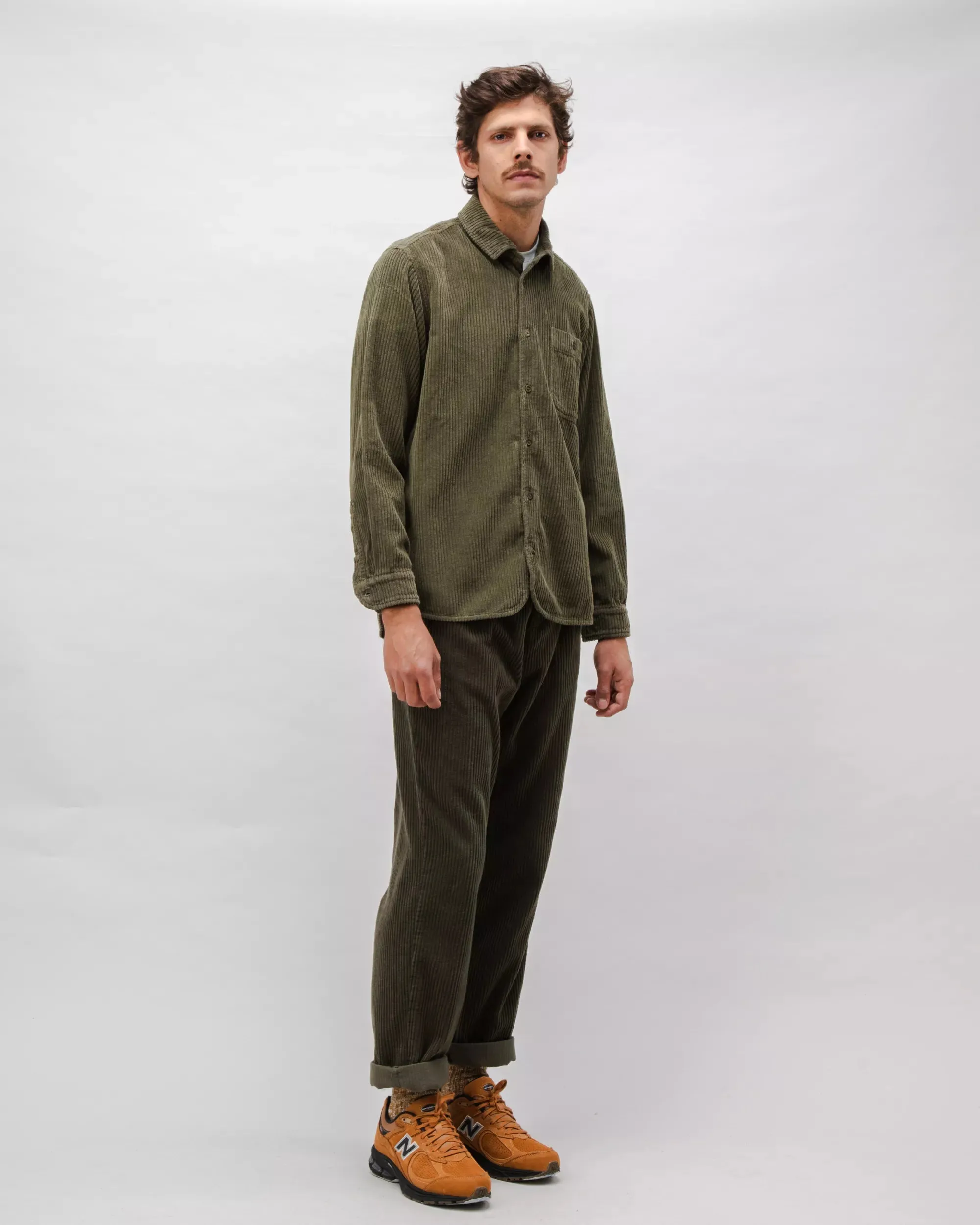 Sophisticated Style Trendsetting Design Corduroy Overshirt Stone Green