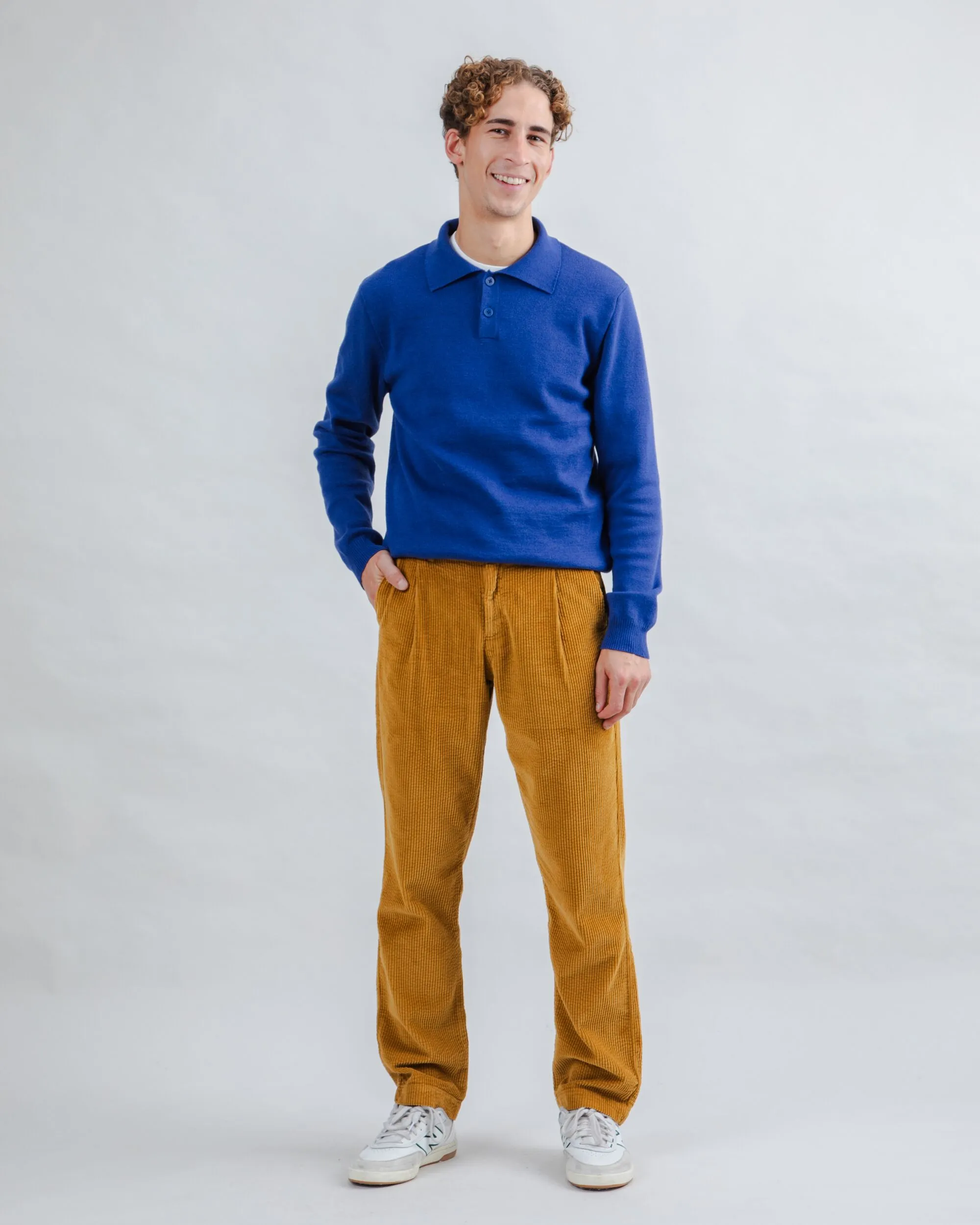 Corduroy Pleated Chino Pants Camel Modern Relaxed LightweightConstruction
