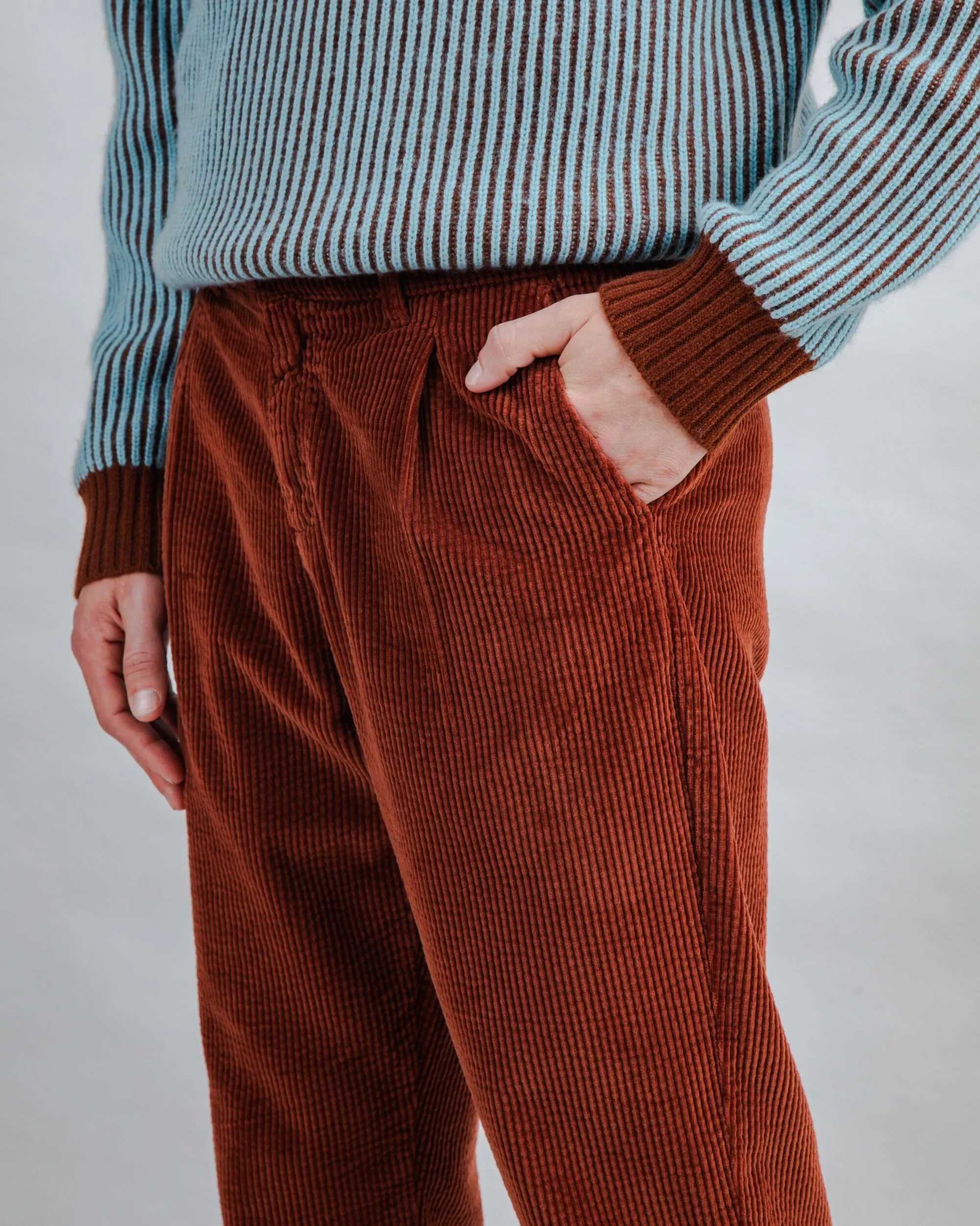 Chill Wear Comfortable Style Corduroy Pleated Chino Pants Copper