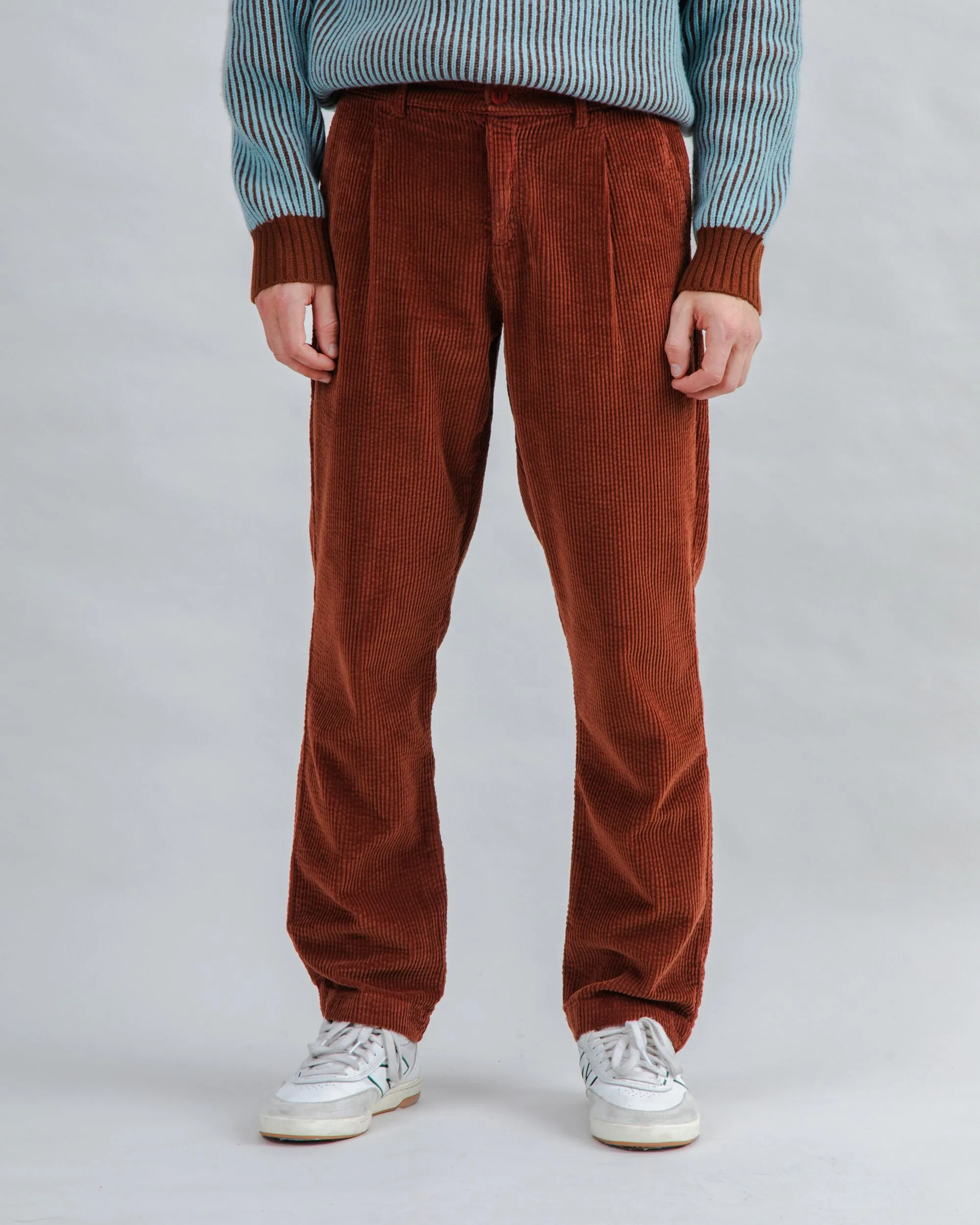 Quick Access Zippers Corduroy Pleated Chino Pants Copper