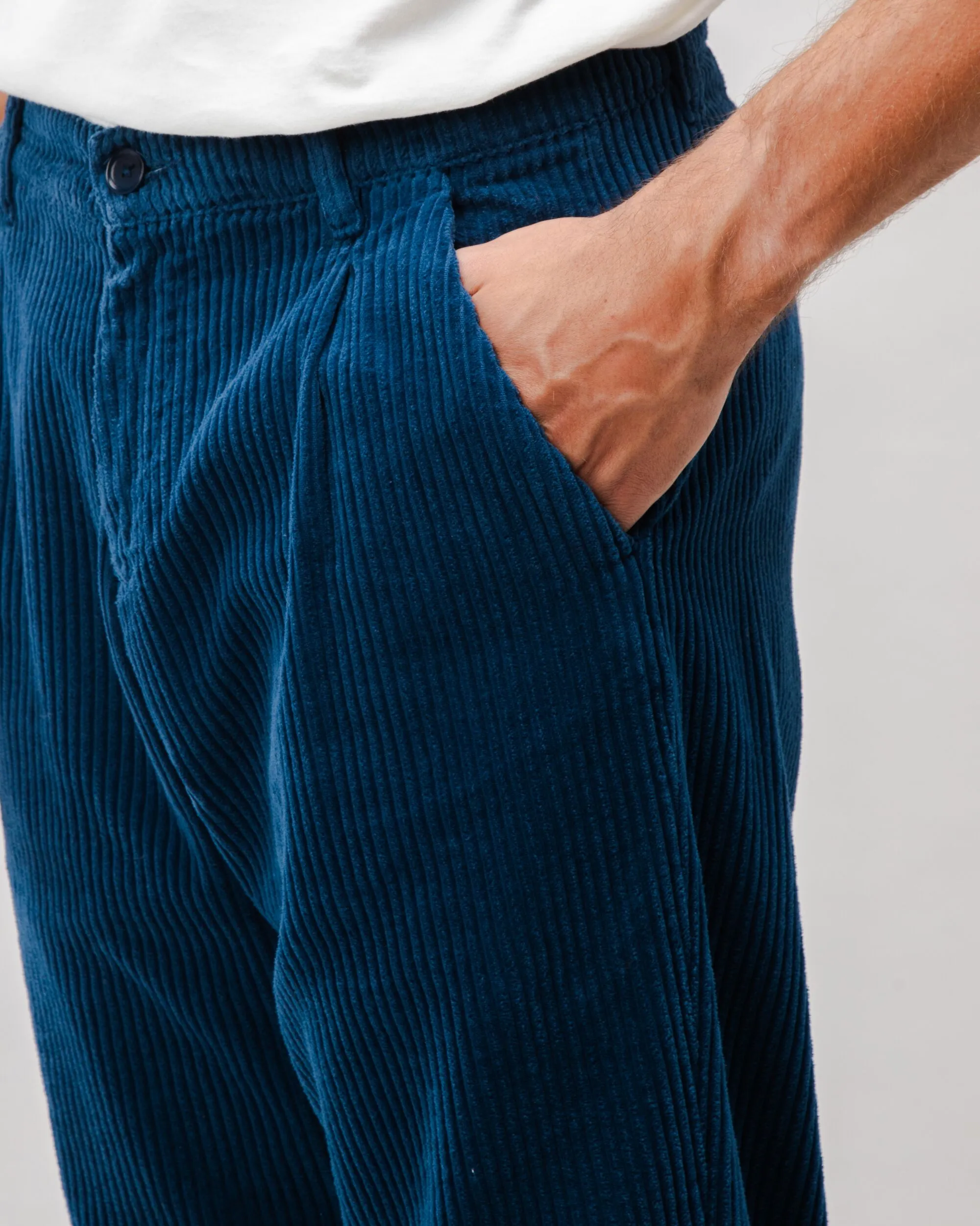 Corduroy Pleated Chino Pants Indigo Quick Comfort Design