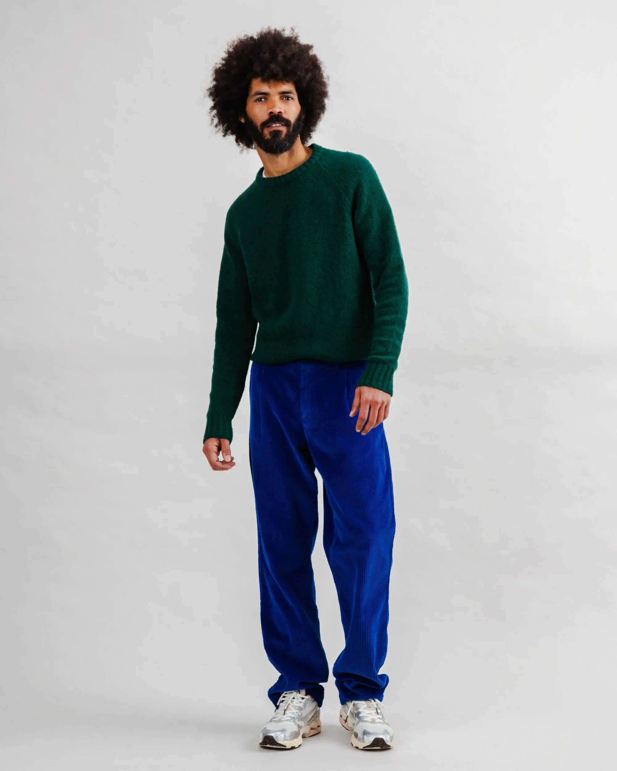 Corduroy Pleated Chino Pants Klein Blue windproof