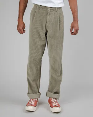 Corduroy Pleated Pants Pale Green FourWayStretch