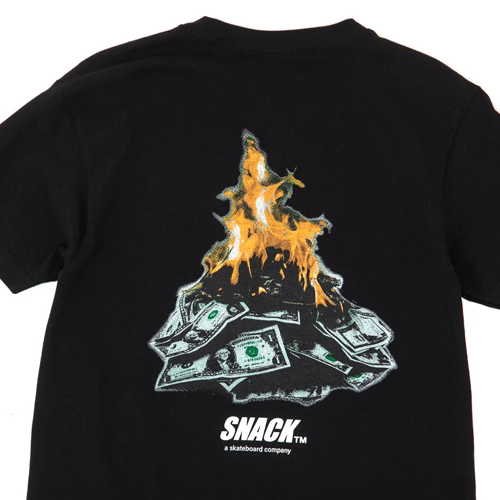 Dimensional Stability Weave Fun Prints Burning Money T-Shirt (Black) (S)