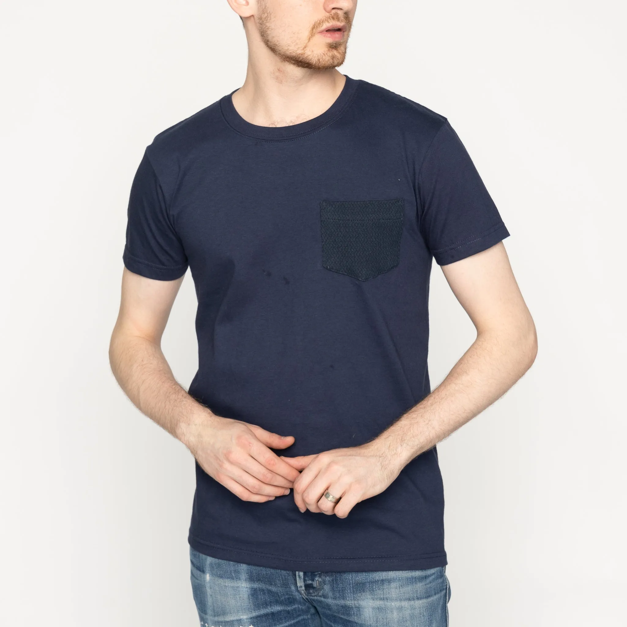 Pocket Tee   -   Navy   -   Yagasuri   Denim School spirit