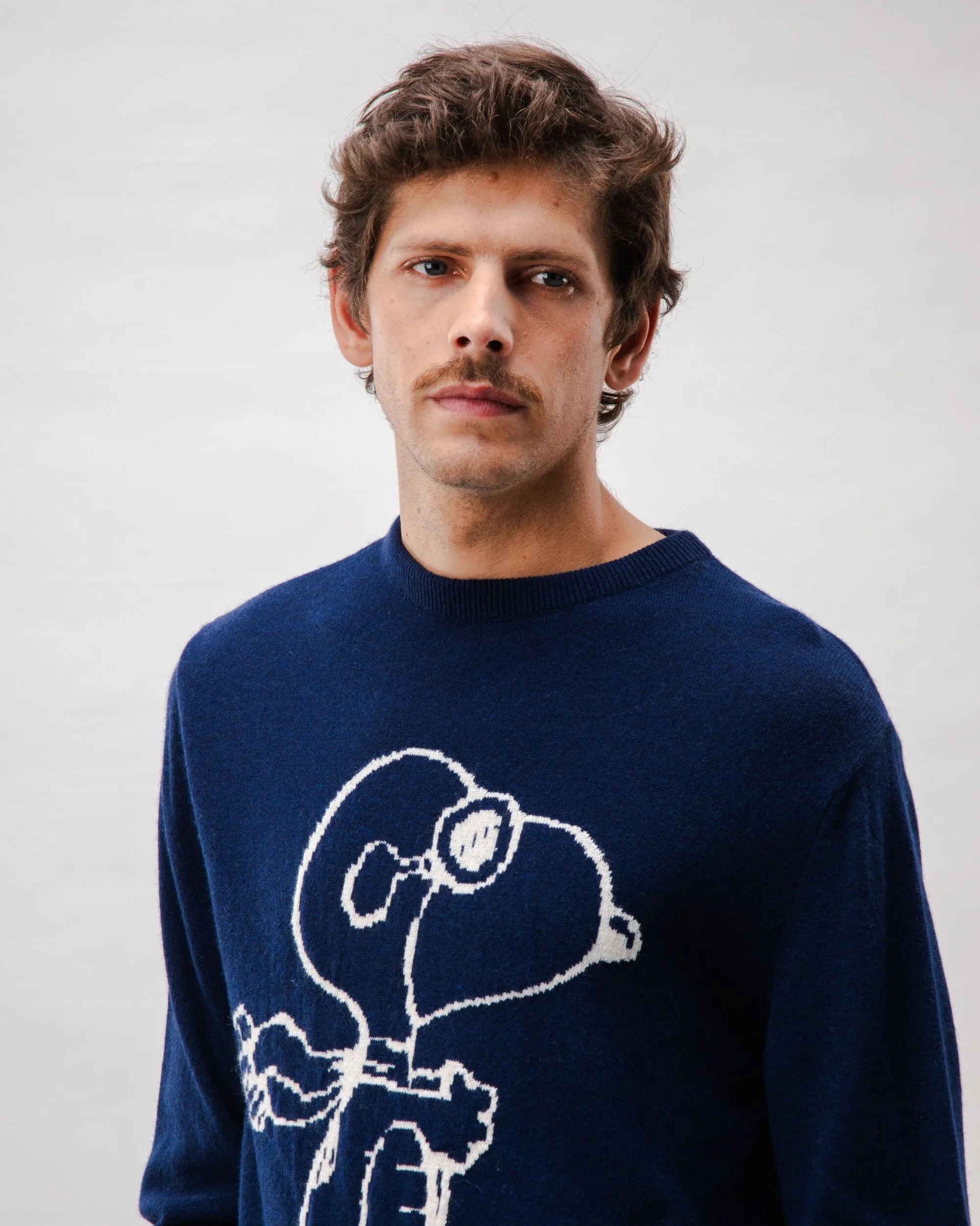 Peanuts Flying Ace Wool Cashmere Sweater Navy product high end luxury